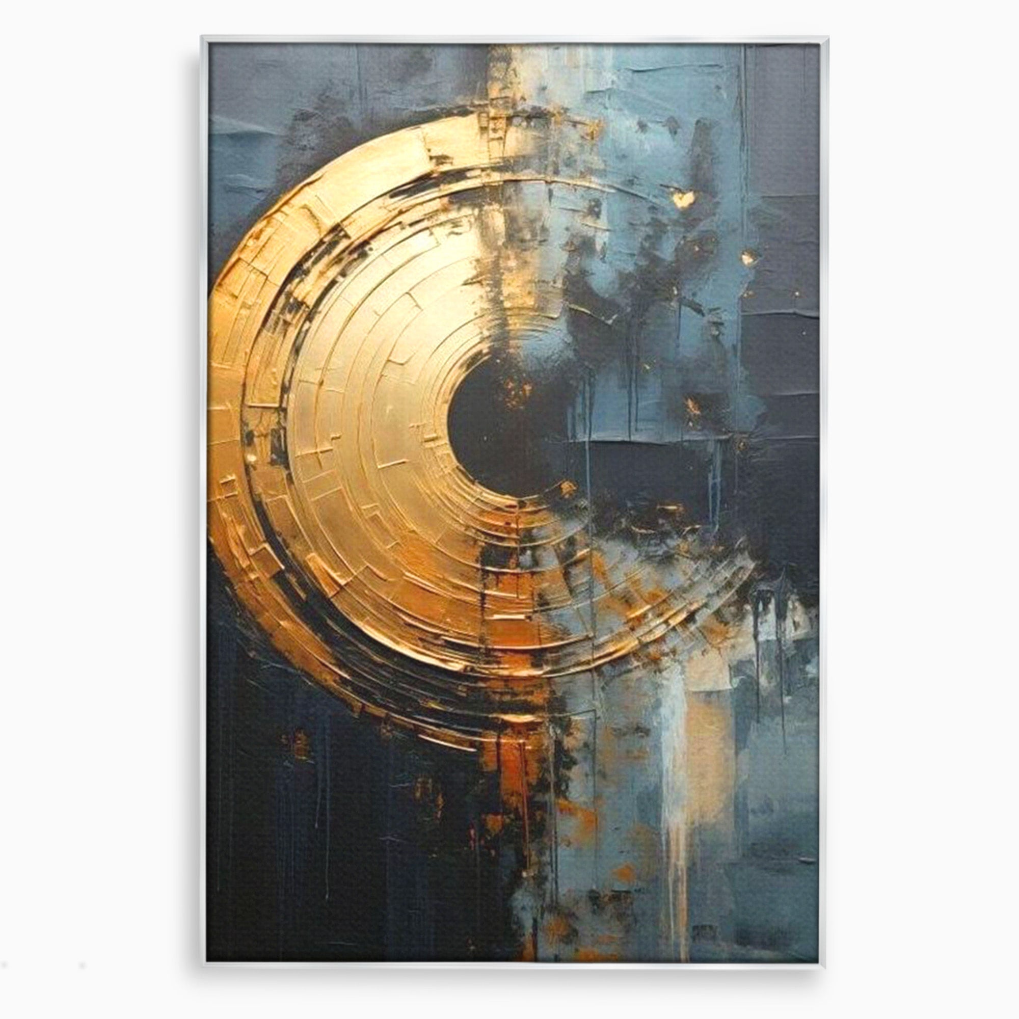 Tablou Canvas Premium LuxCanva® PI1176, Orbita de Aur, Abstract, Cerc, Abis, Modern, Living, Birou, Culori Vibrante