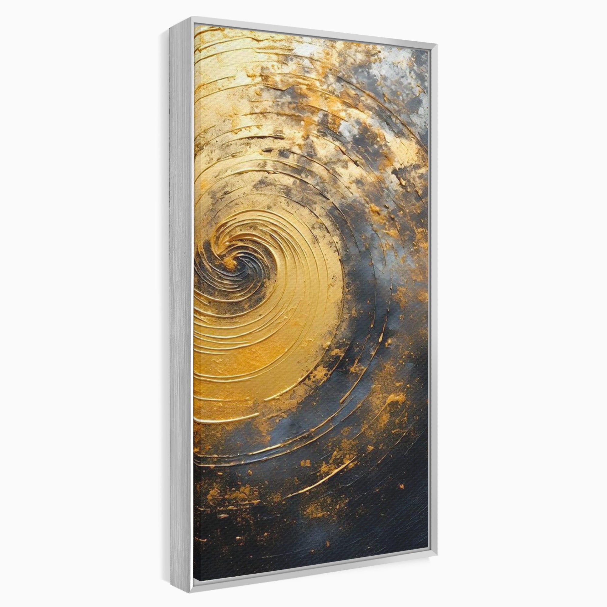 Tablou Canvas Premium LuxCanva® PI1177, Vortexul Auriu, Abstract, Spirala, Eclipsa, Negru, Living, Culori Vibrante