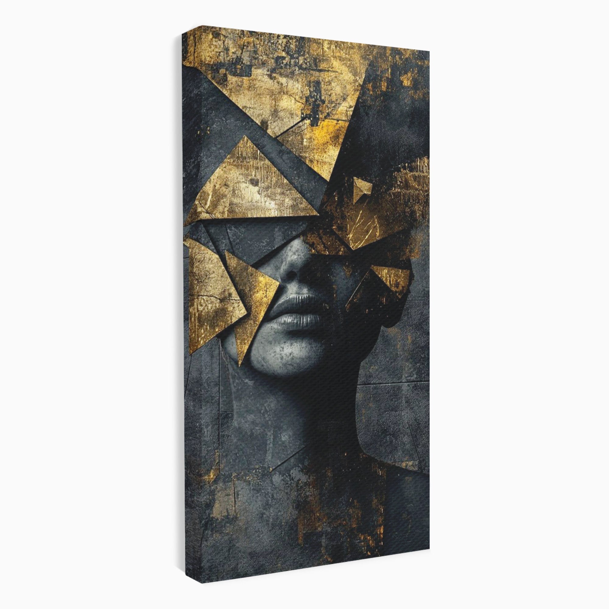 Tablou Canvas Premium LuxCanva® PI1178, Fragmente de Aur, Abstract, Geometric, Portret, Modern, Birou, Culori Vibrante