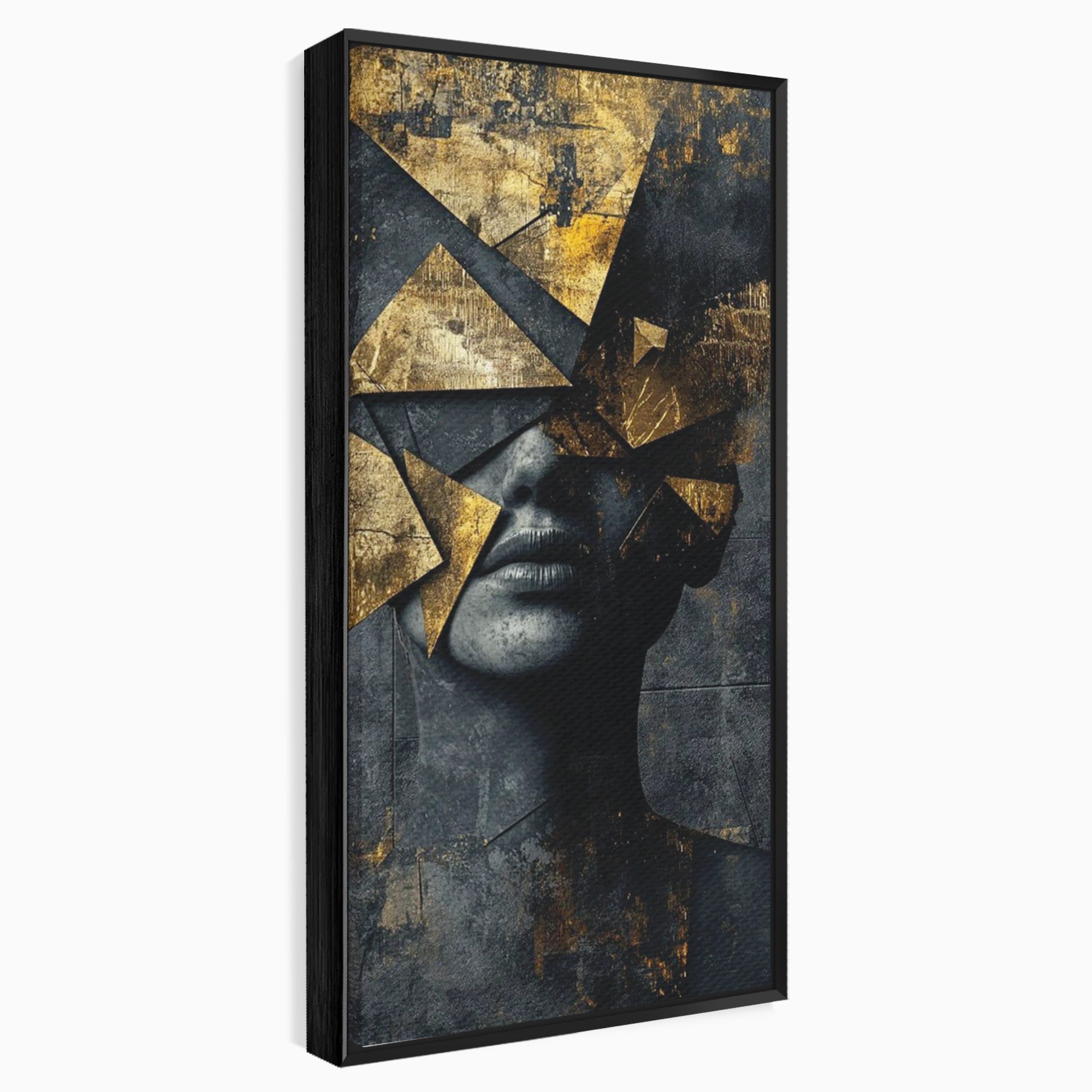 Tablou Canvas Premium LuxCanva® PI1178, Fragmente de Aur, Abstract, Geometric, Portret, Modern, Birou, Culori Vibrante