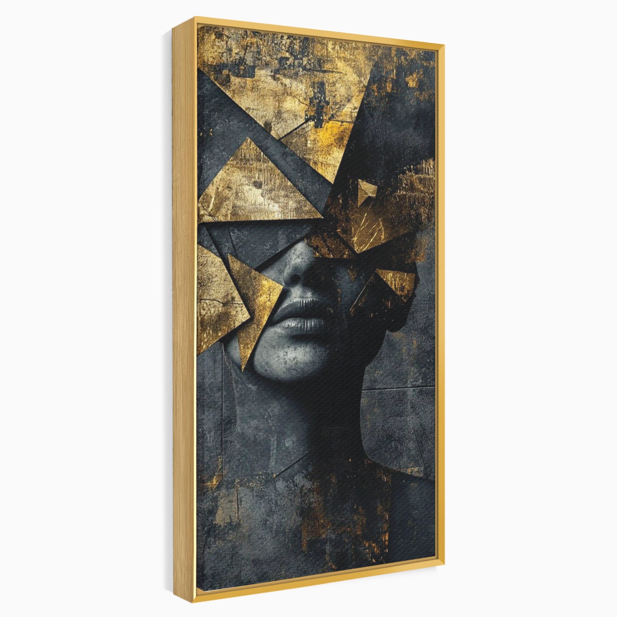 Tablou Canvas Premium LuxCanva® PI1178, Fragmente de Aur, Abstract, Geometric, Portret, Modern, Birou, Culori Vibrante