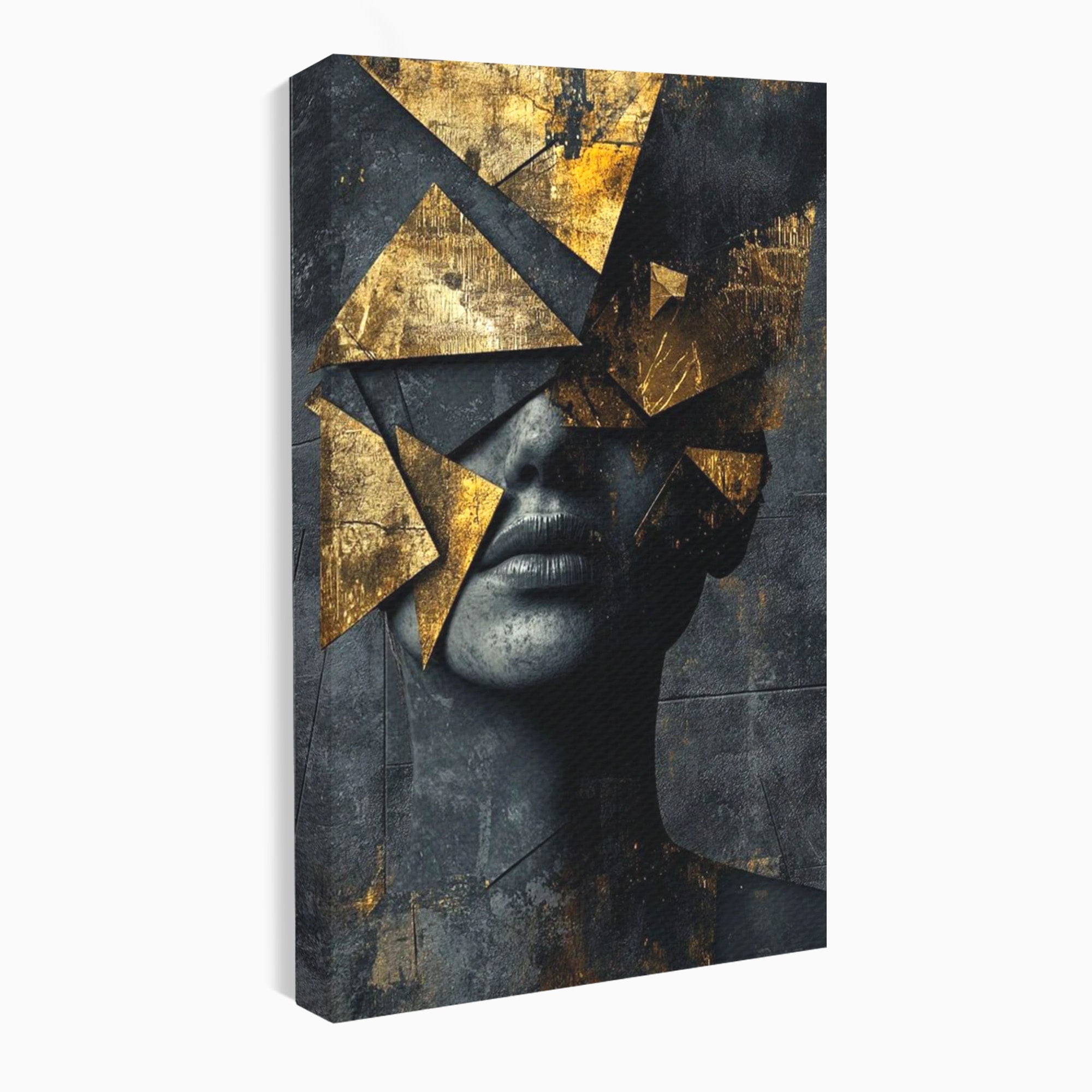 Tablou Canvas Premium LuxCanva® PI1178, Fragmente de Aur, Abstract, Geometric, Portret, Modern, Birou, Culori Vibrante
