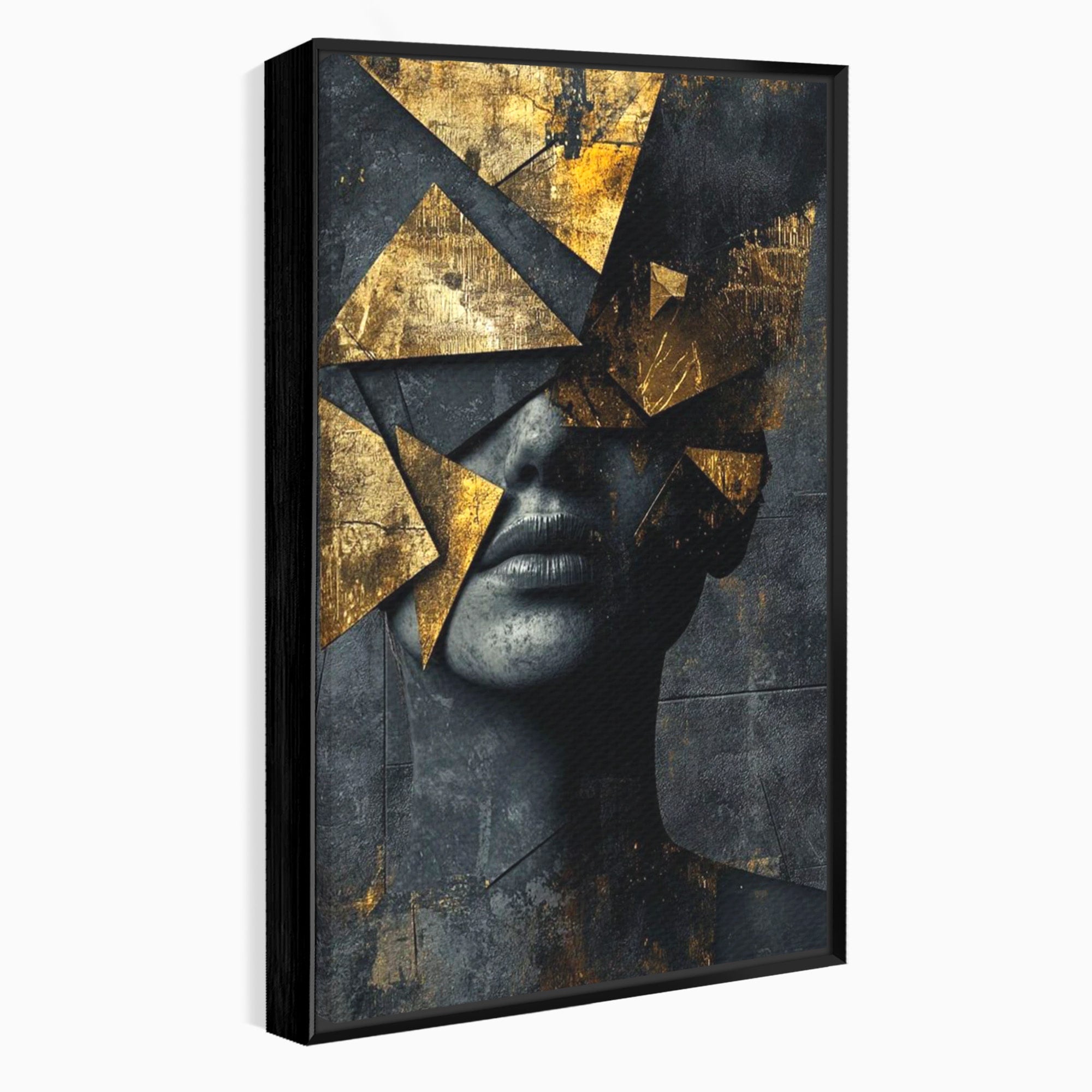 Tablou Canvas Premium LuxCanva® PI1178, Fragmente de Aur, Abstract, Geometric, Portret, Modern, Birou, Culori Vibrante