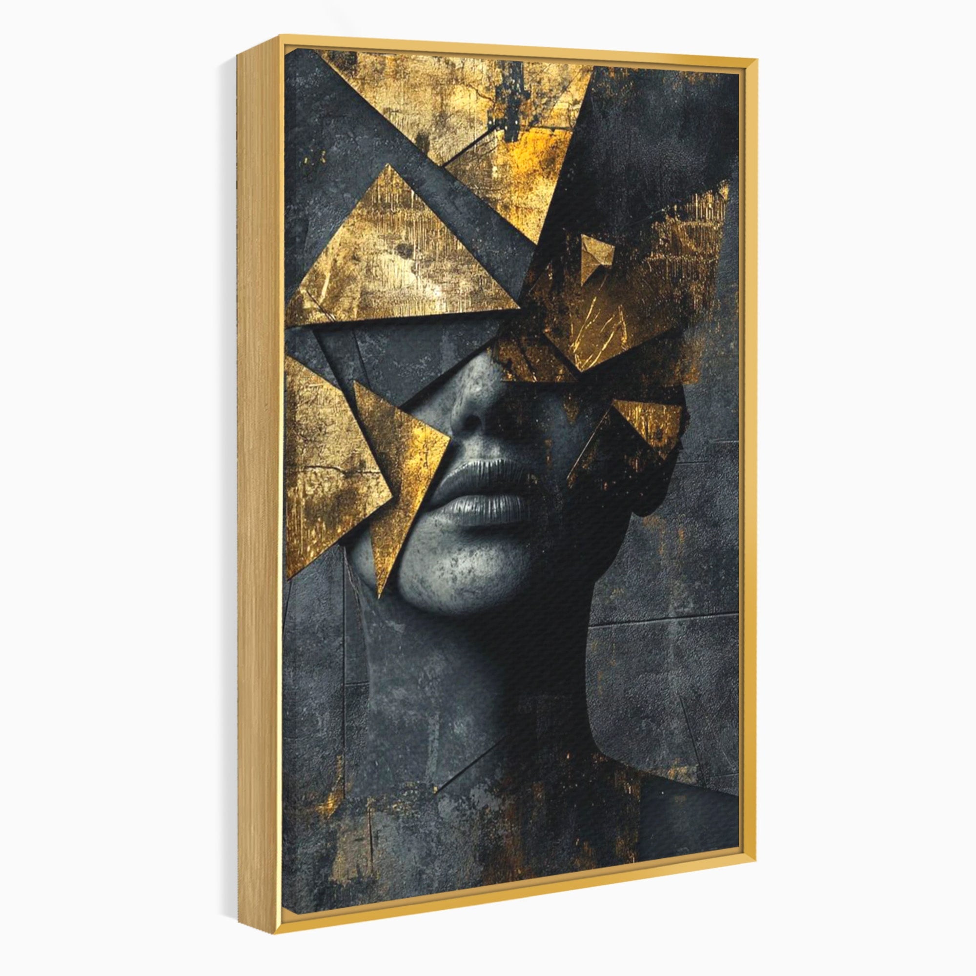 Tablou Canvas Premium LuxCanva® PI1178, Fragmente de Aur, Abstract, Geometric, Portret, Modern, Birou, Culori Vibrante
