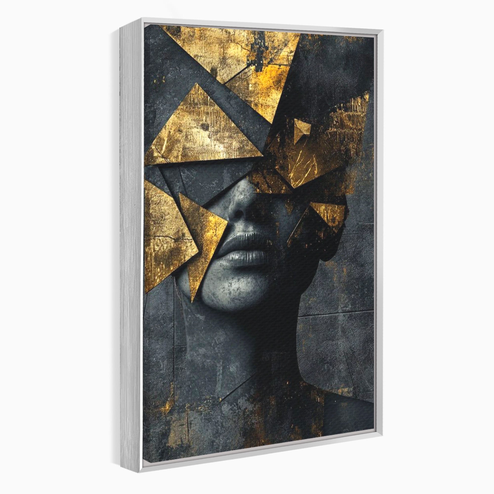 Tablou Canvas Premium LuxCanva® PI1178, Fragmente de Aur, Abstract, Geometric, Portret, Modern, Birou, Culori Vibrante