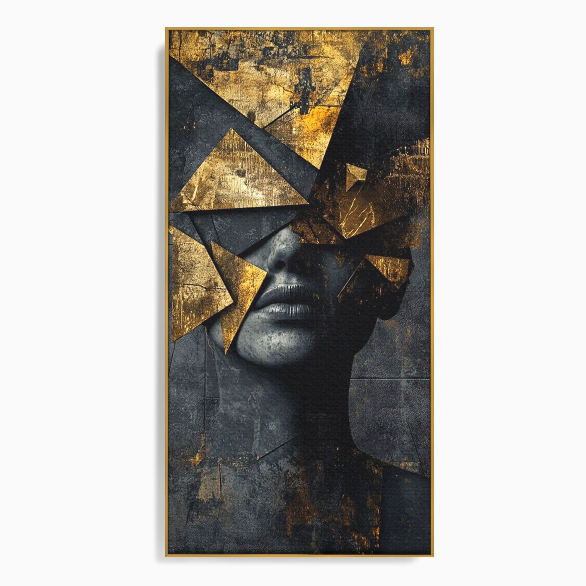 Tablou Canvas Premium LuxCanva® PI1178, Fragmente de Aur, Abstract, Geometric, Portret, Modern, Birou, Culori Vibrante