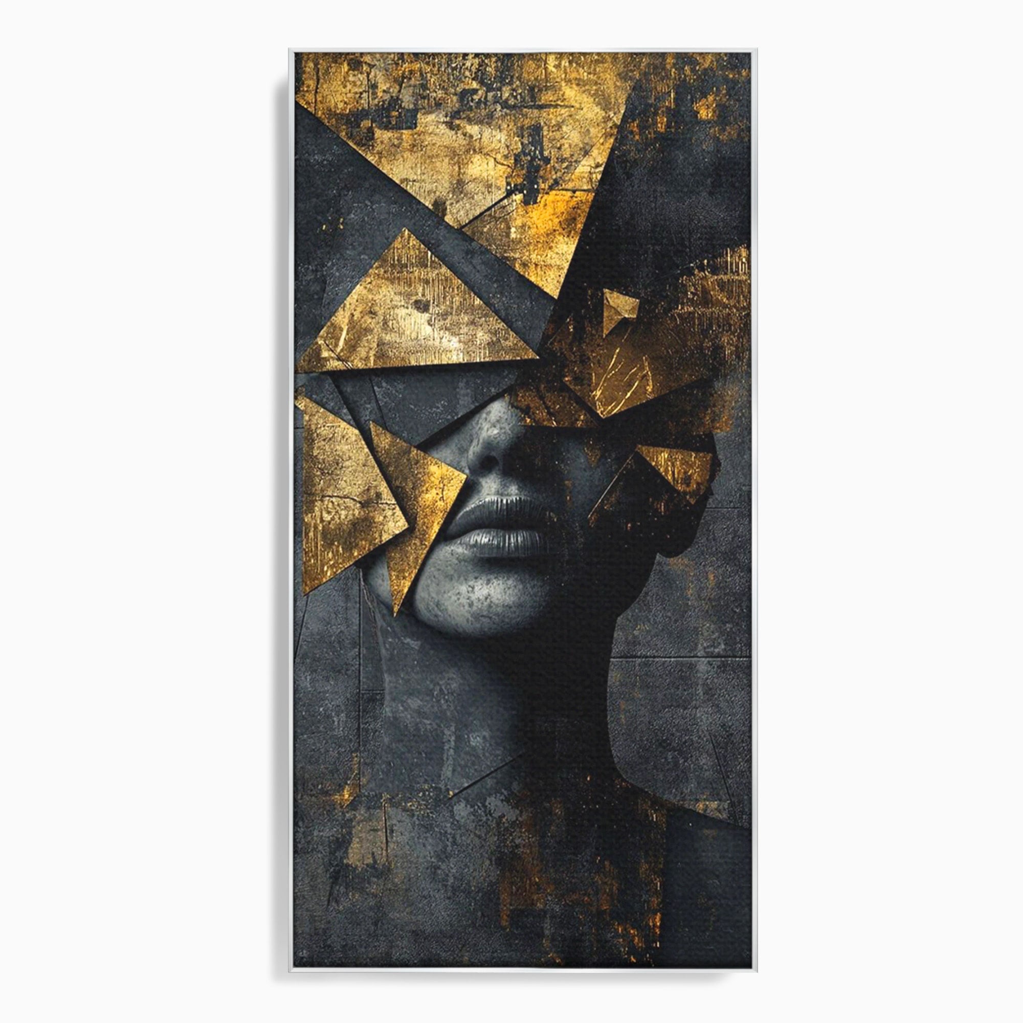 Tablou Canvas Premium LuxCanva® PI1178, Fragmente de Aur, Abstract, Geometric, Portret, Modern, Birou, Culori Vibrante
