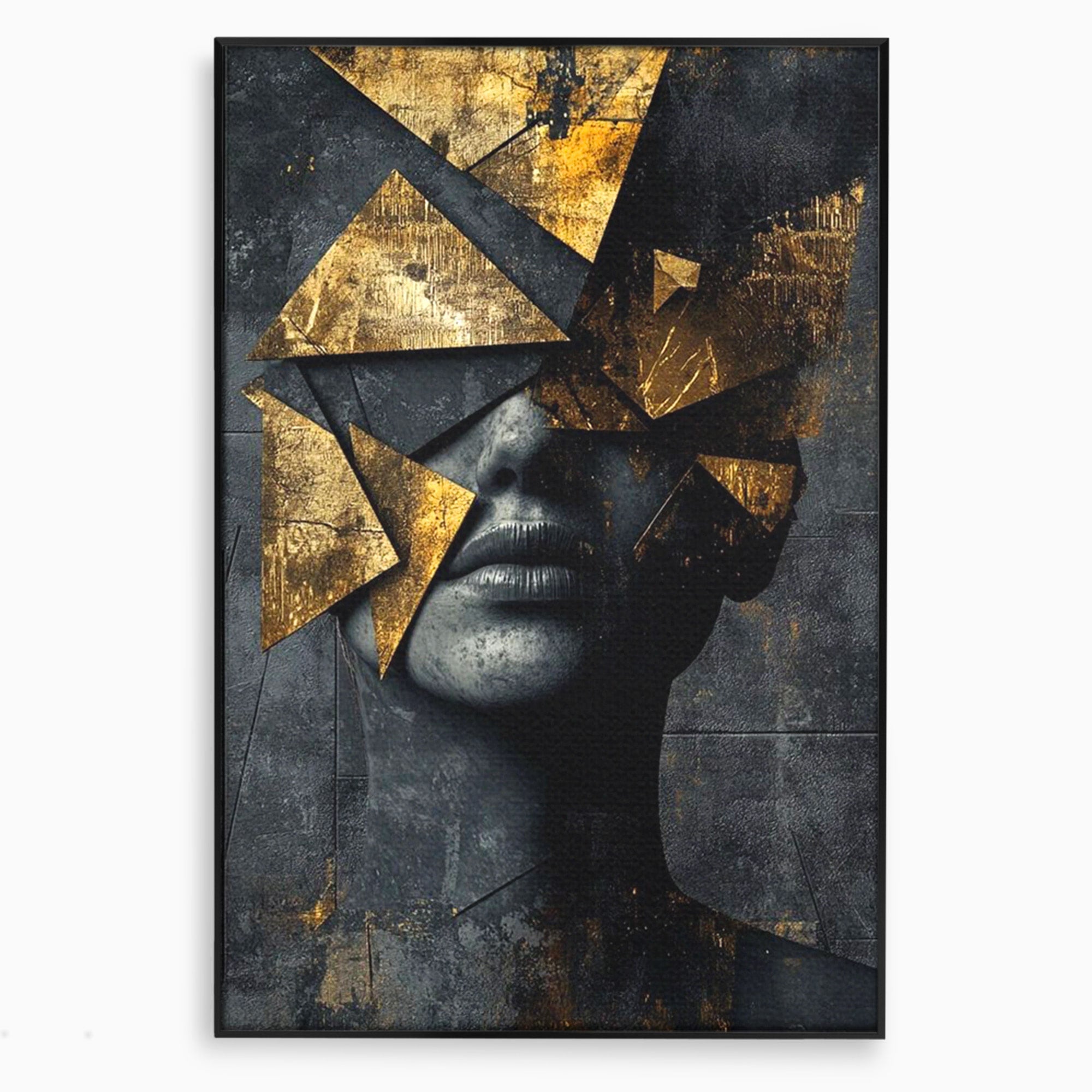 Tablou Canvas Premium LuxCanva® PI1178, Fragmente de Aur, Abstract, Geometric, Portret, Modern, Birou, Culori Vibrante