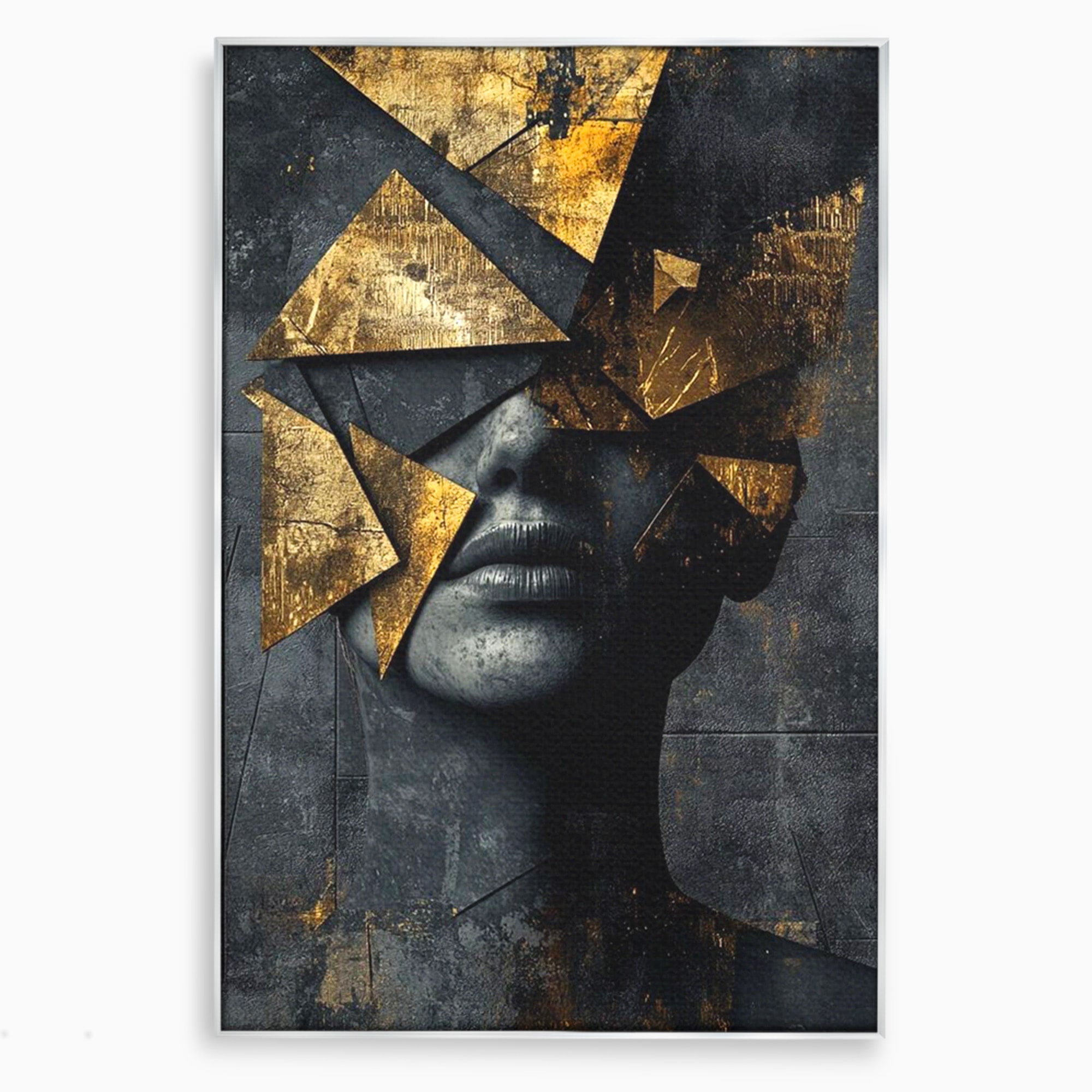 Tablou Canvas Premium LuxCanva® PI1178, Fragmente de Aur, Abstract, Geometric, Portret, Modern, Birou, Culori Vibrante