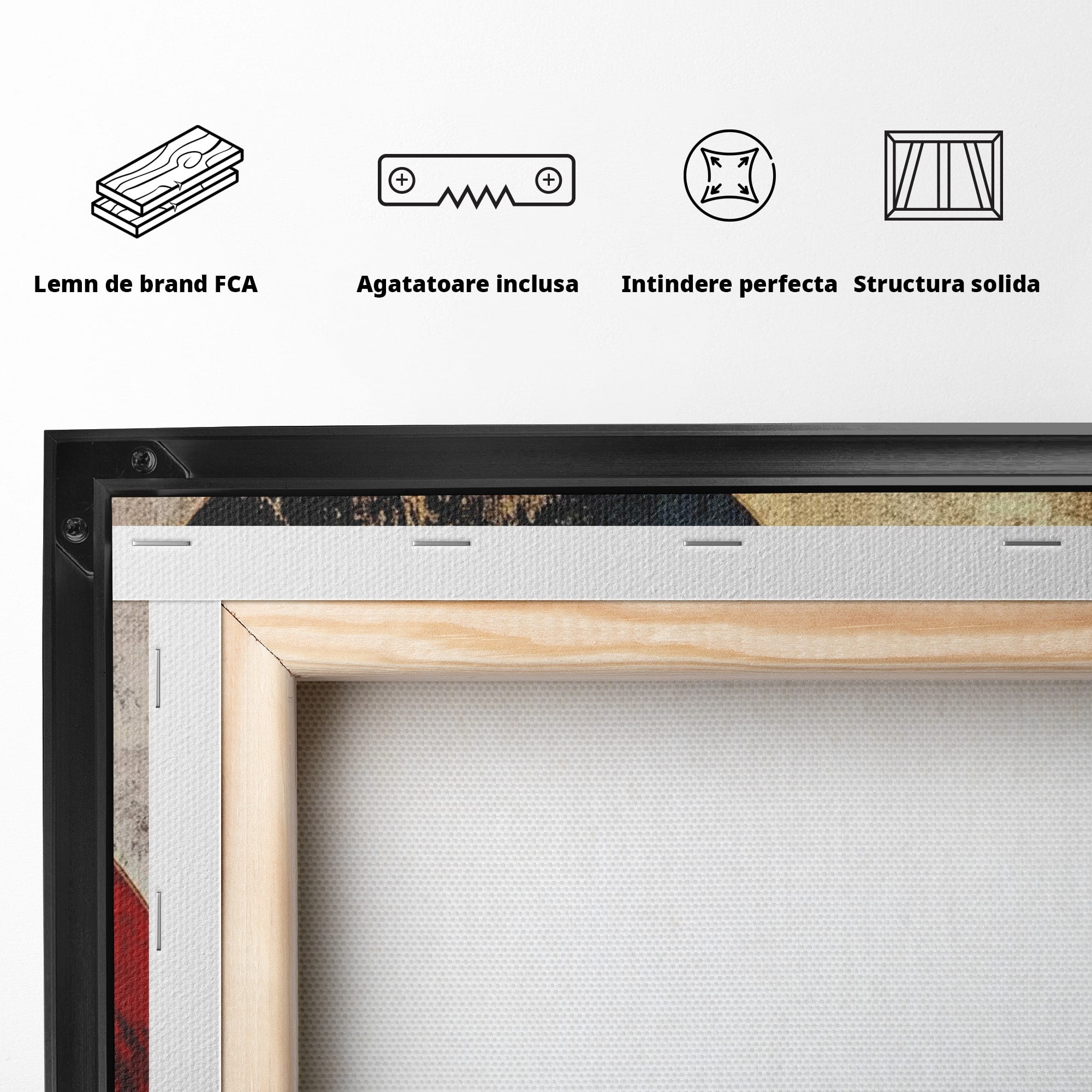 Tablou Canvas Premium LuxCanva® PI1179, Cercuri Abstracte Metalice, Rosu, Cercuri, Metal, Modern, Birou, Culori Vibrante