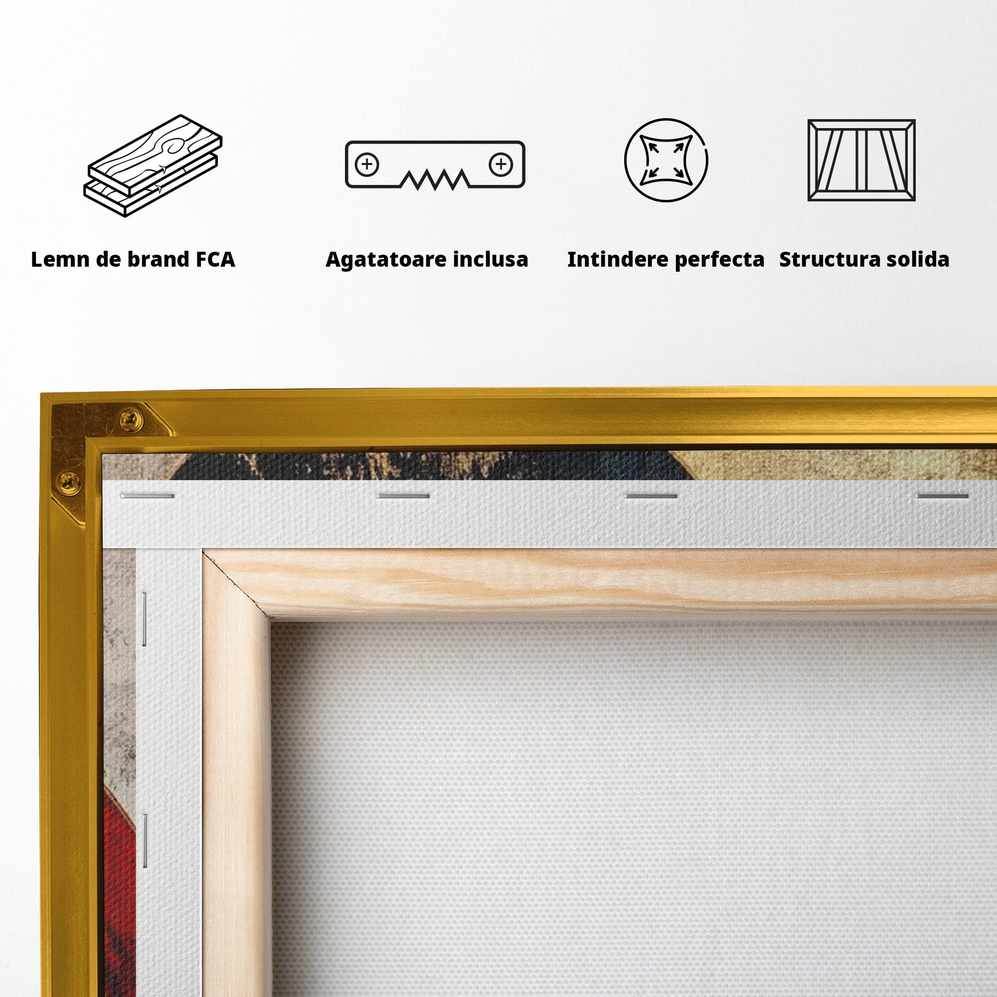 Tablou Canvas Premium LuxCanva® PI1179, Cercuri Abstracte Metalice, Rosu, Cercuri, Metal, Modern, Birou, Culori Vibrante