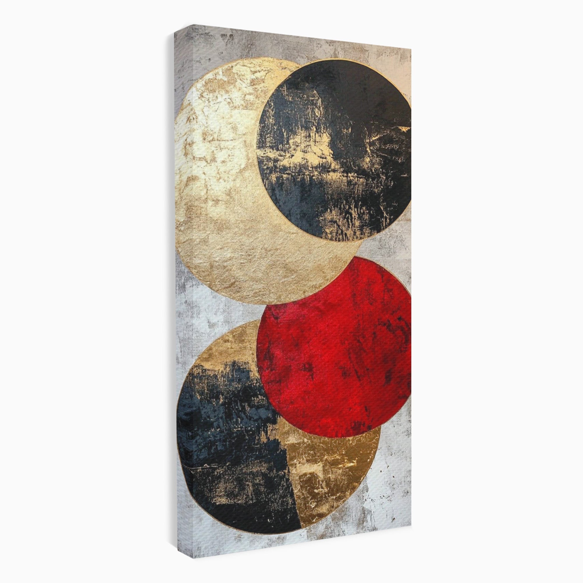 Tablou Canvas Premium LuxCanva® PI1179, Cercuri Abstracte Metalice, Rosu, Cercuri, Metal, Modern, Birou, Culori Vibrante