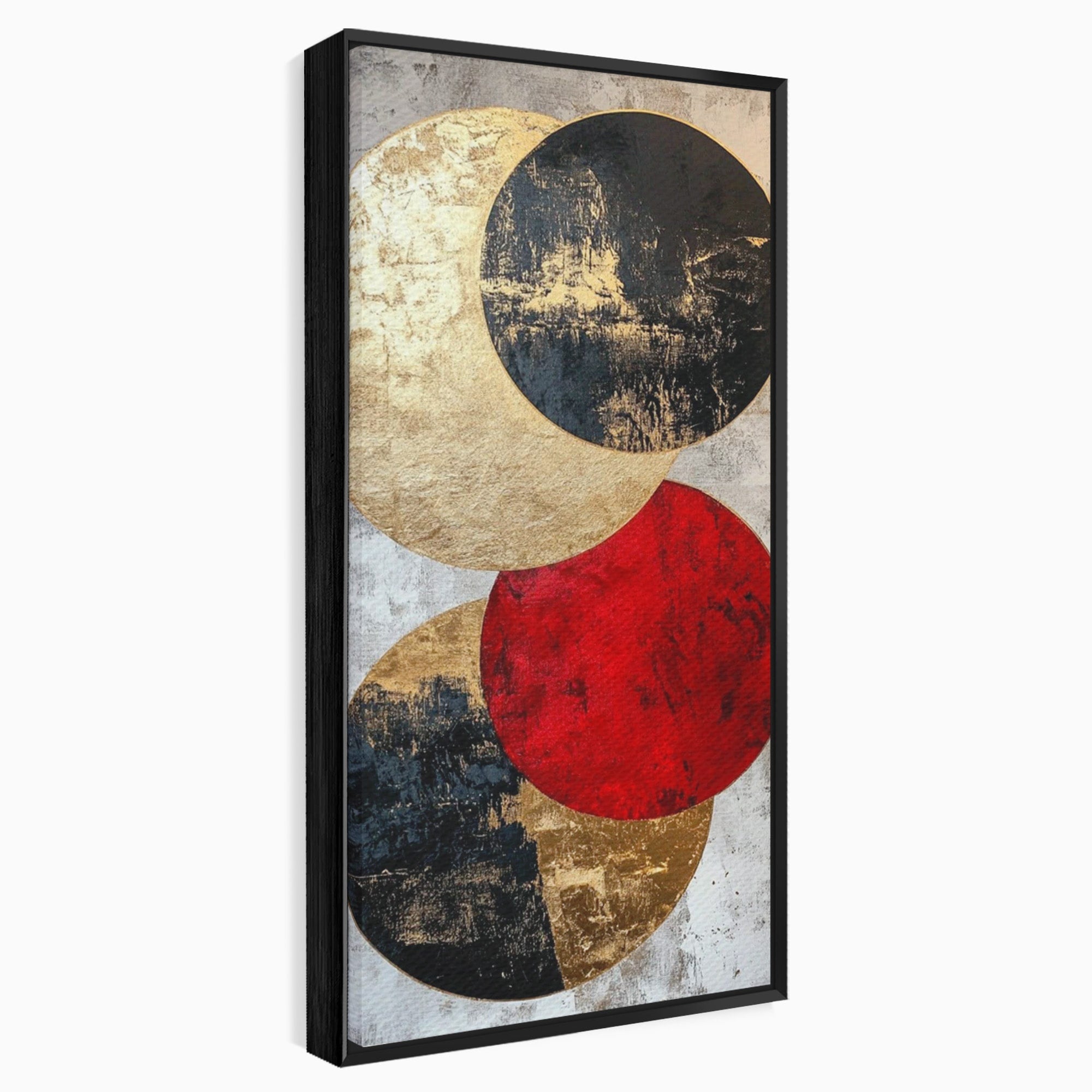 Tablou Canvas Premium LuxCanva® PI1179, Cercuri Abstracte Metalice, Rosu, Cercuri, Metal, Modern, Birou, Culori Vibrante
