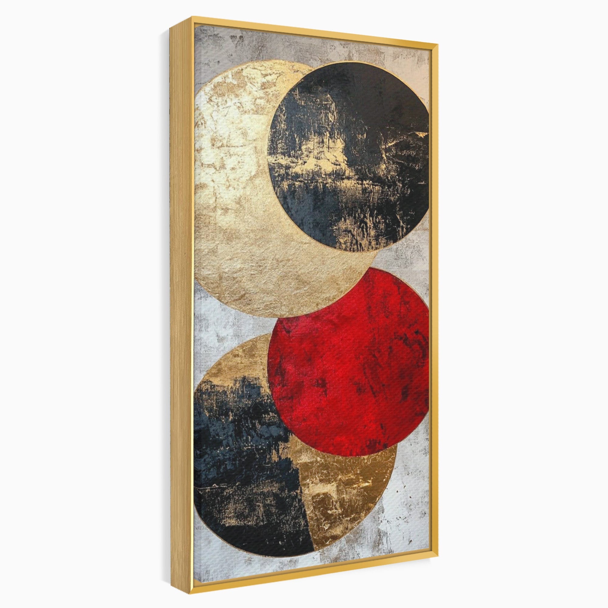 Tablou Canvas Premium LuxCanva® PI1179, Cercuri Abstracte Metalice, Rosu, Cercuri, Metal, Modern, Birou, Culori Vibrante
