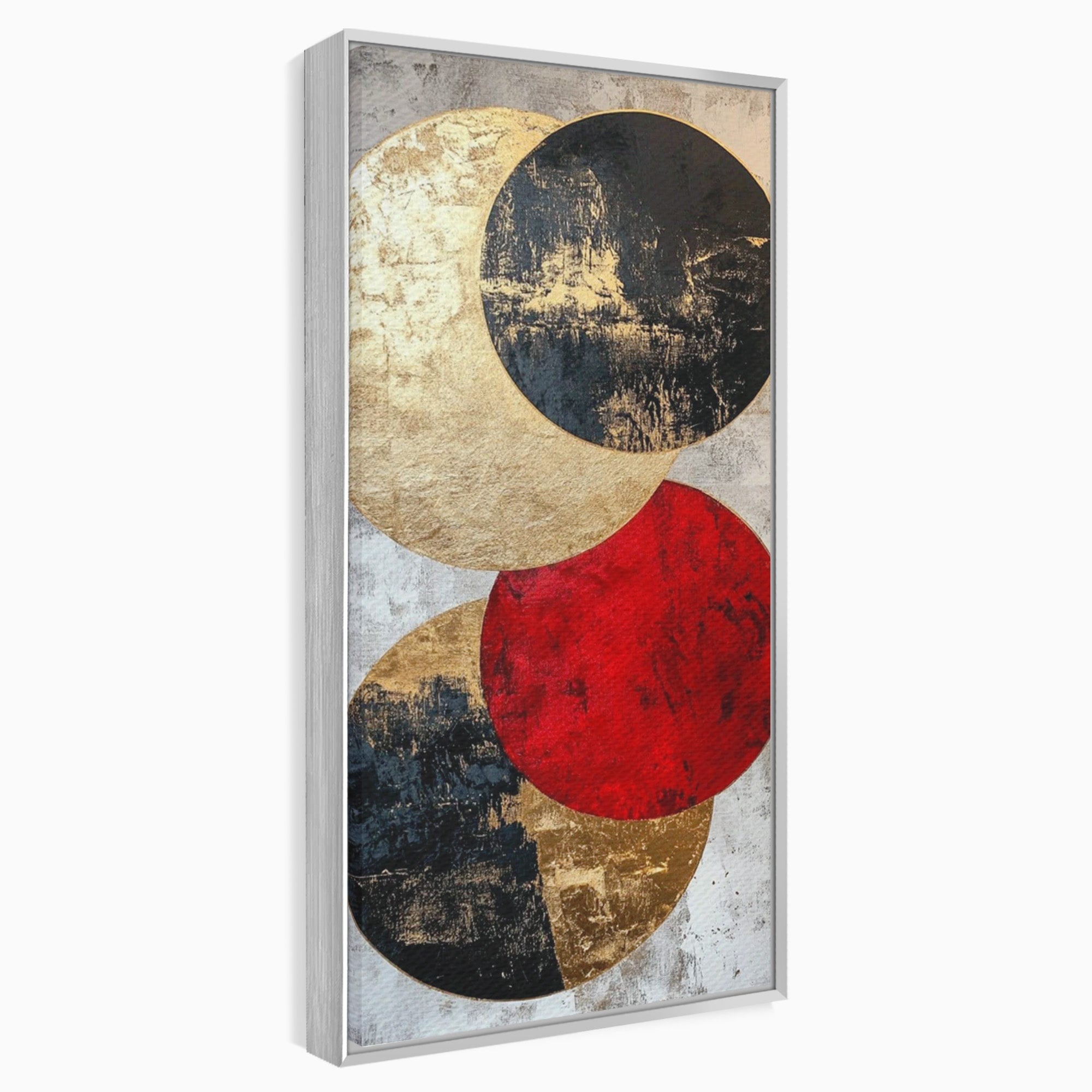 Tablou Canvas Premium LuxCanva® PI1179, Cercuri Abstracte Metalice, Rosu, Cercuri, Metal, Modern, Birou, Culori Vibrante
