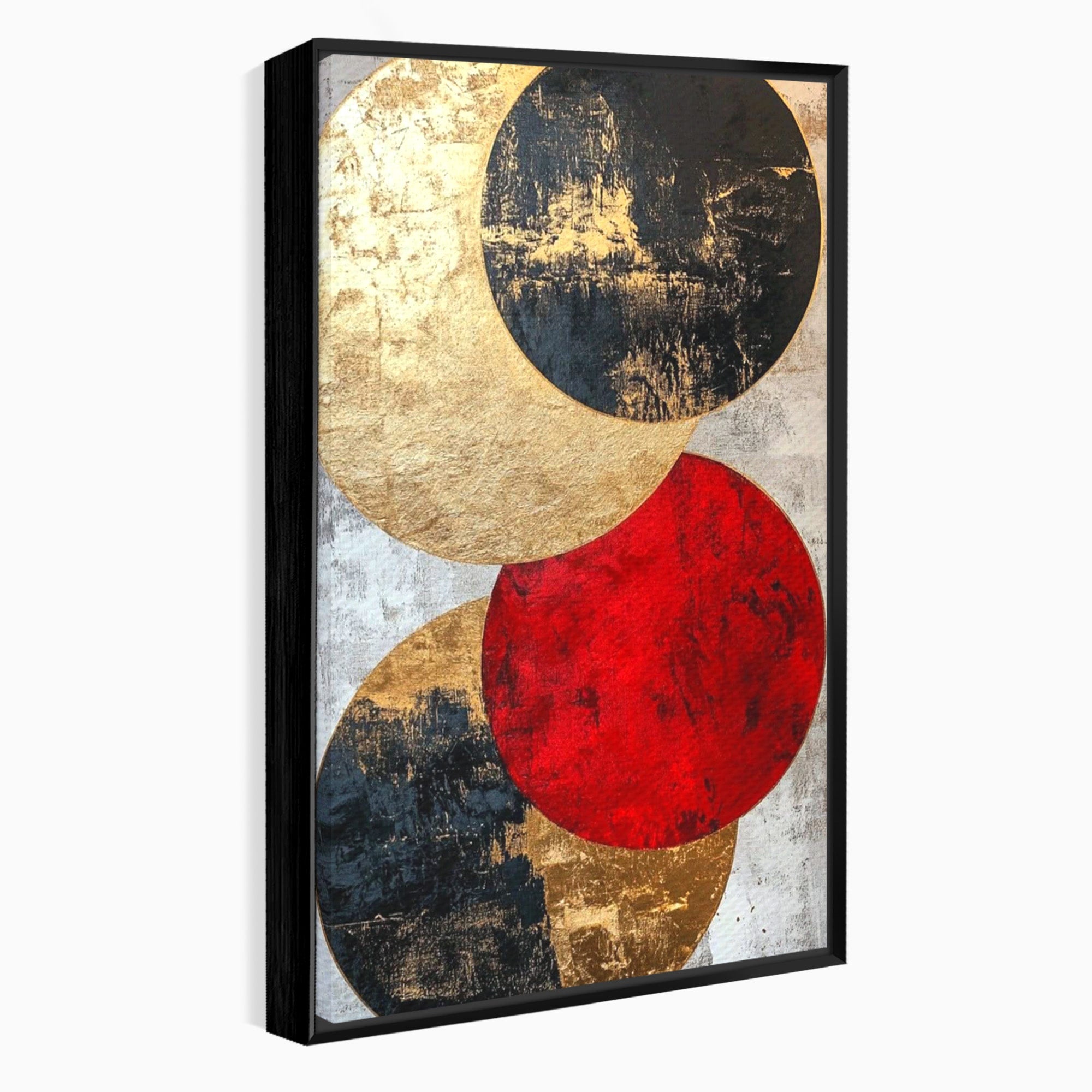 Tablou Canvas Premium LuxCanva® PI1179, Cercuri Abstracte Metalice, Rosu, Cercuri, Metal, Modern, Birou, Culori Vibrante