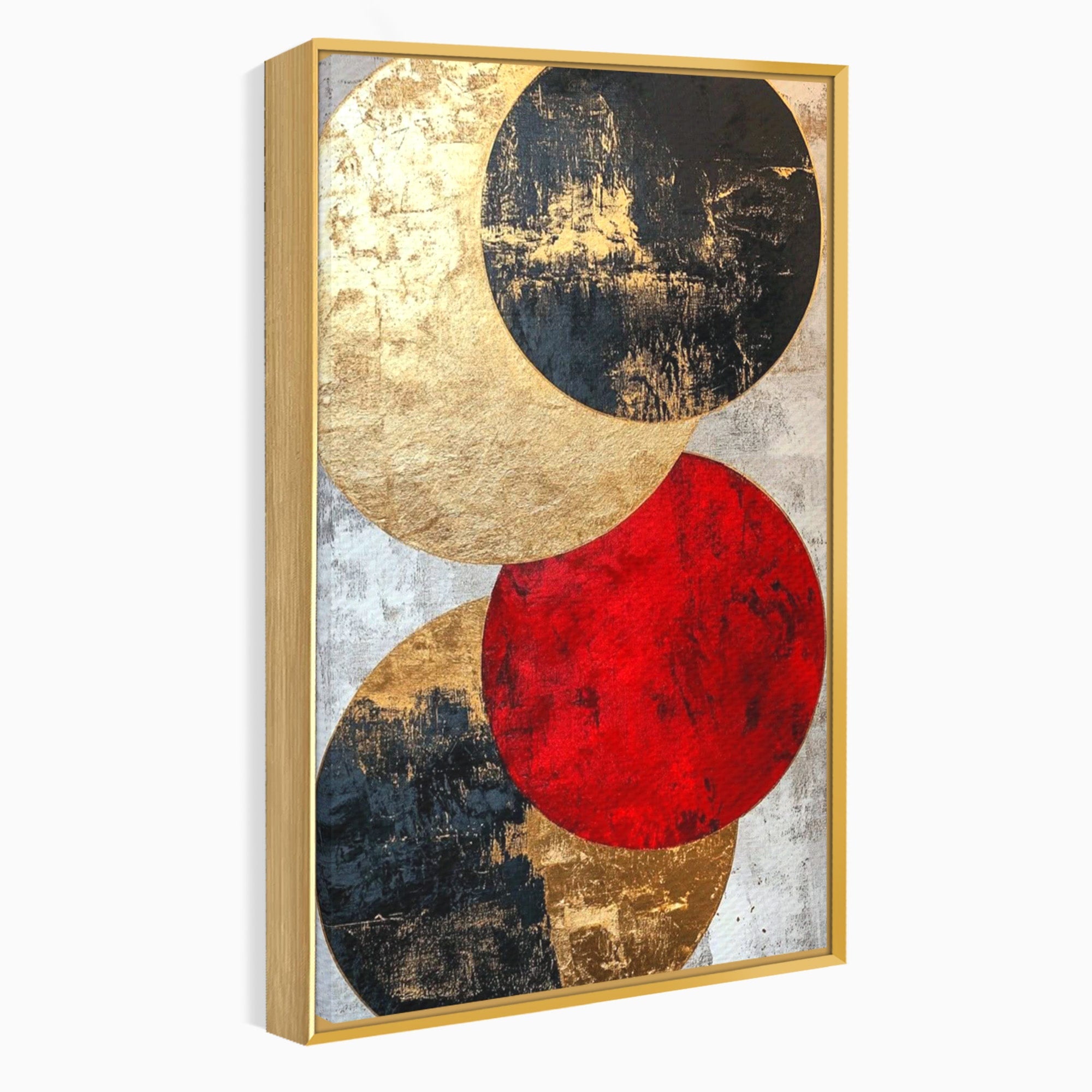 Tablou Canvas Premium LuxCanva® PI1179, Cercuri Abstracte Metalice, Rosu, Cercuri, Metal, Modern, Birou, Culori Vibrante