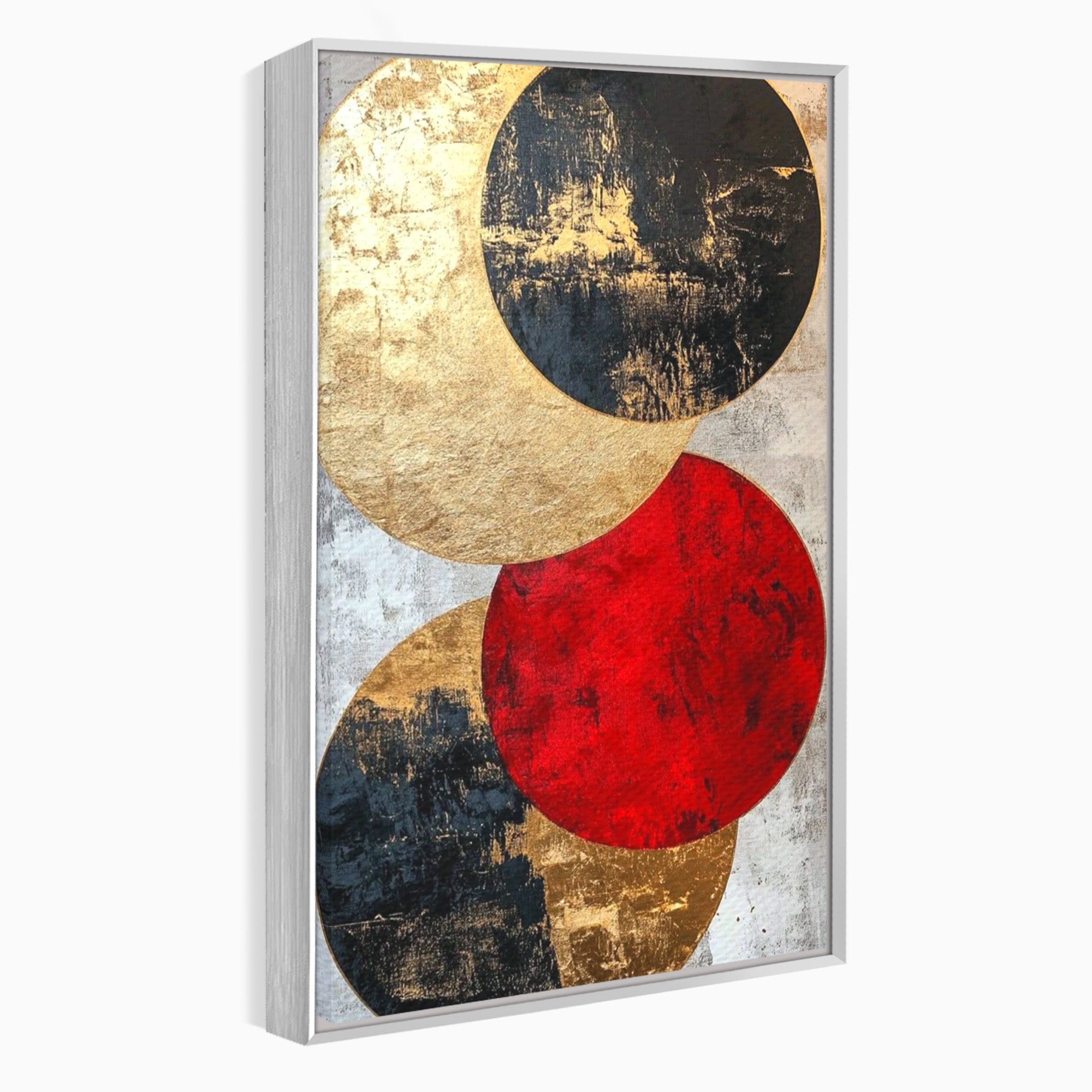 Tablou Canvas Premium LuxCanva® PI1179, Cercuri Abstracte Metalice, Rosu, Cercuri, Metal, Modern, Birou, Culori Vibrante