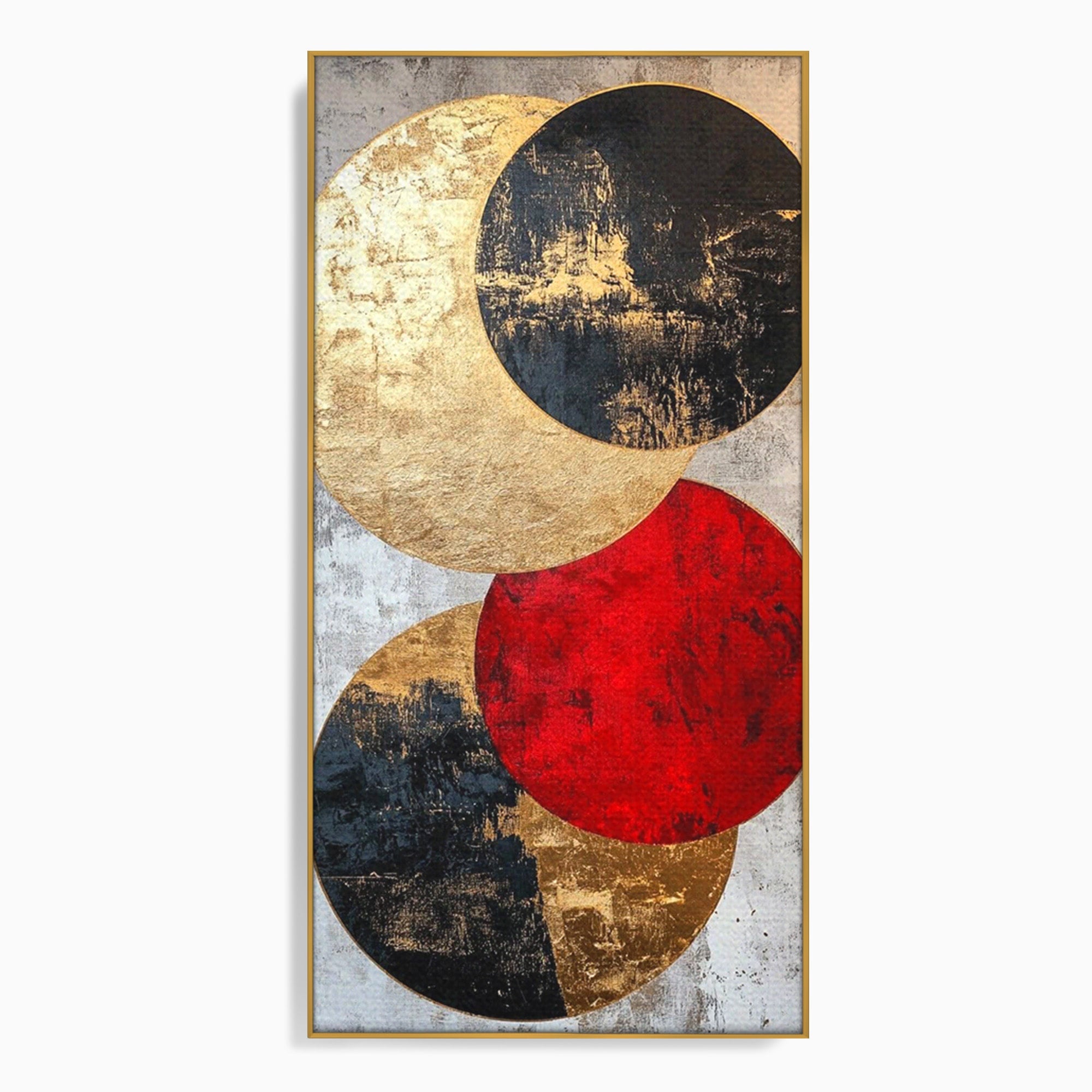 Tablou Canvas Premium LuxCanva® PI1179, Cercuri Abstracte Metalice, Rosu, Cercuri, Metal, Modern, Birou, Culori Vibrante