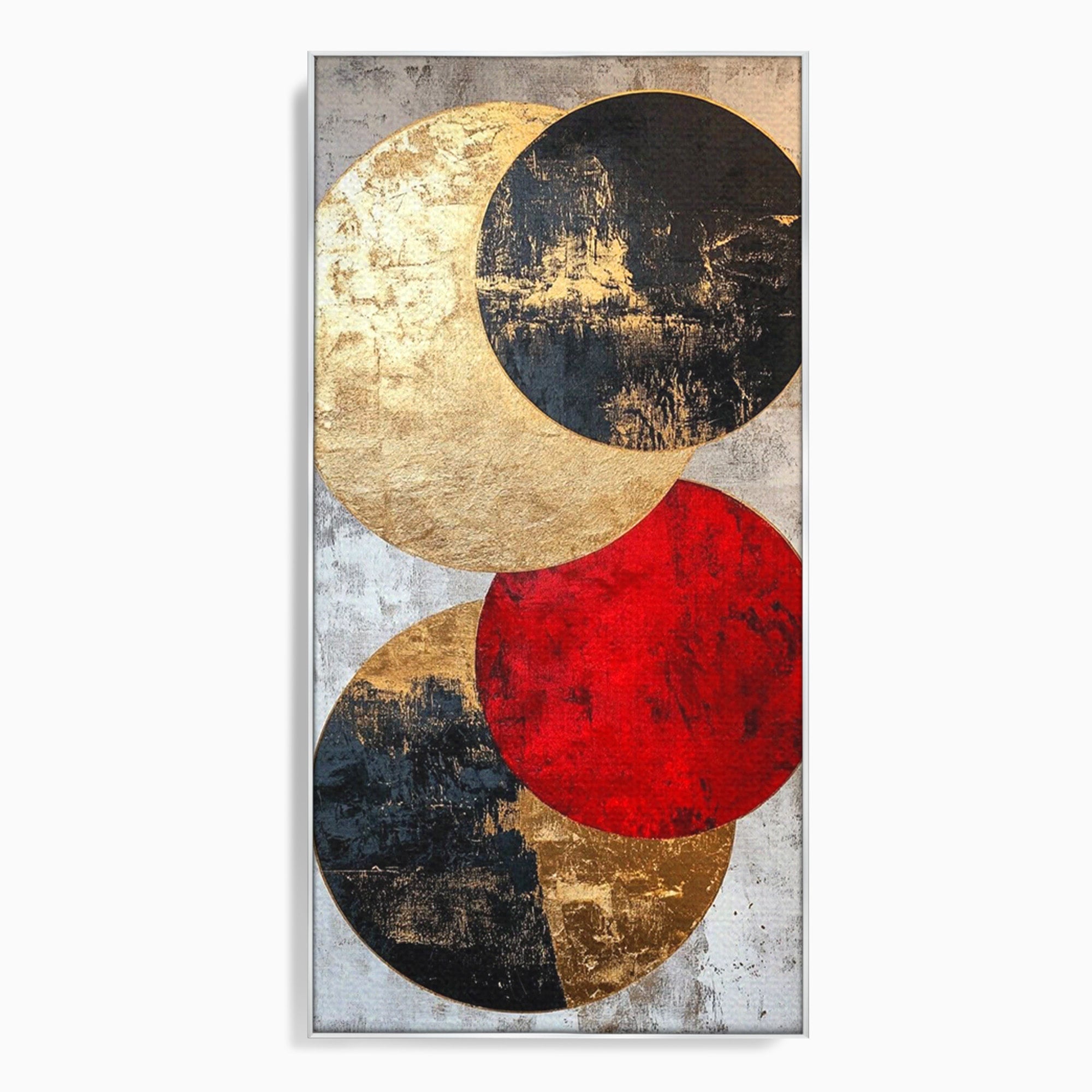 Tablou Canvas Premium LuxCanva® PI1179, Cercuri Abstracte Metalice, Rosu, Cercuri, Metal, Modern, Birou, Culori Vibrante