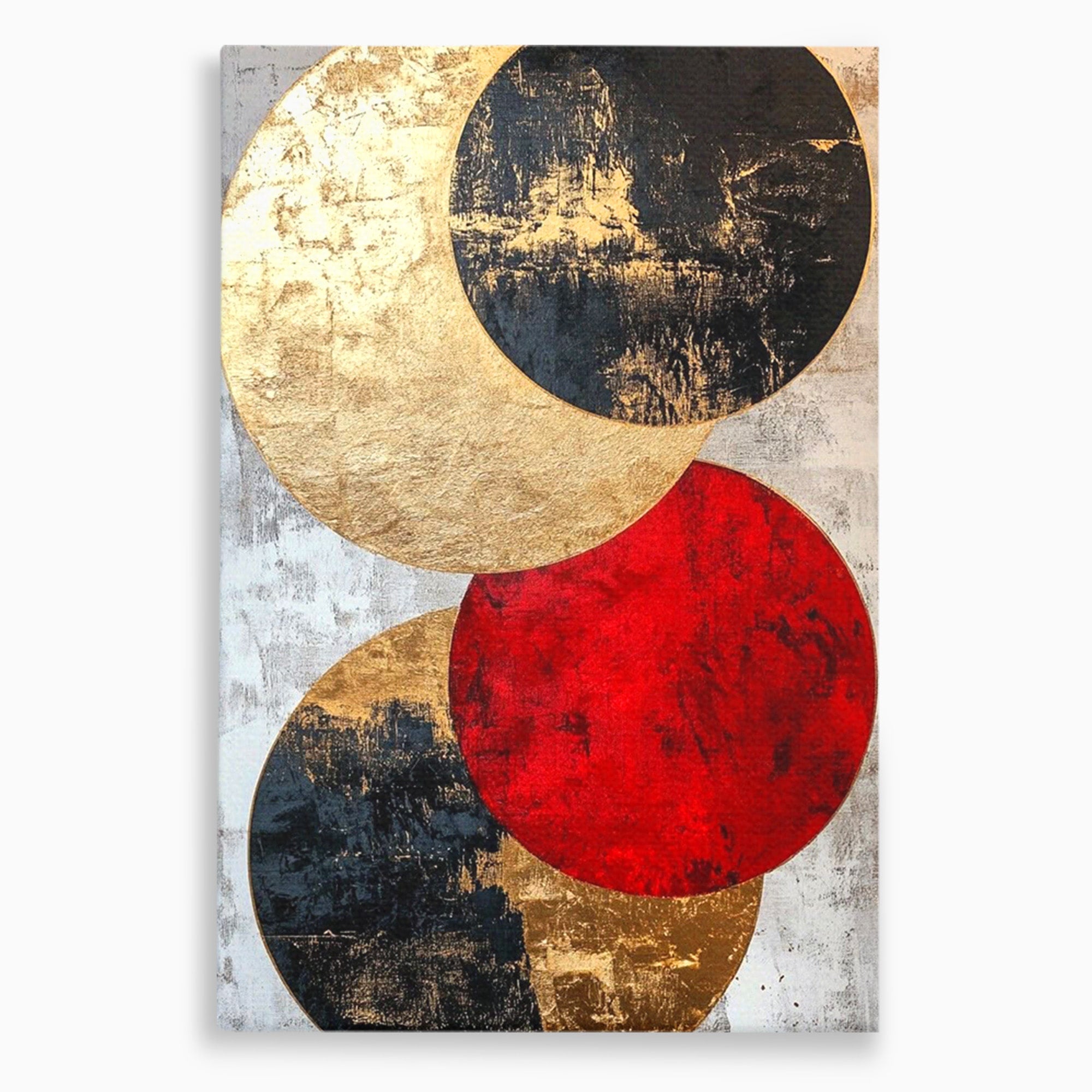 Tablou Canvas Premium LuxCanva® PI1179, Cercuri Abstracte Metalice, Rosu, Cercuri, Metal, Modern, Birou, Culori Vibrante
