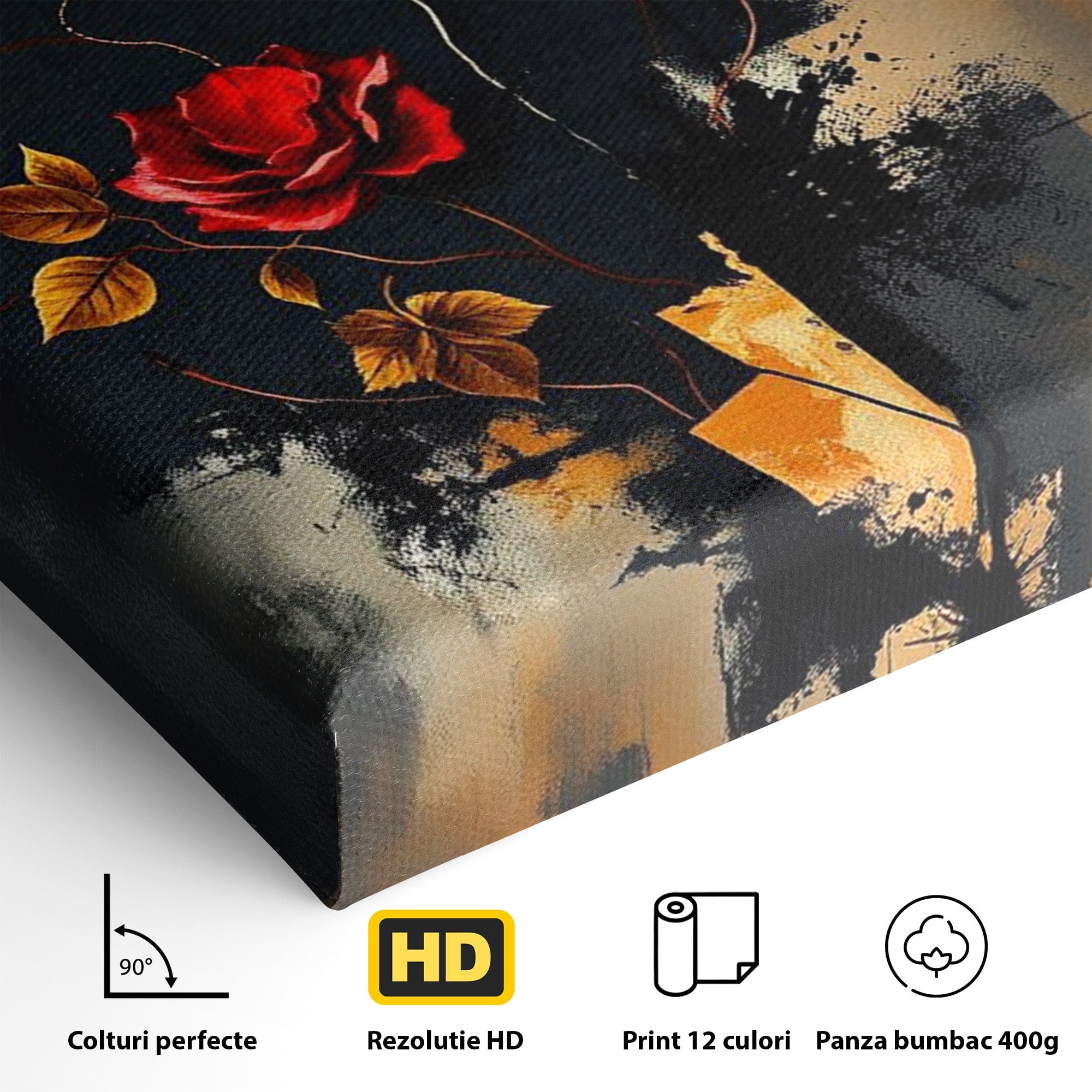 Tablou Canvas Premium LuxCanva® PI1180, Trandafirul Contrastului, Spini, Abstract, Modern, Living, Arta, Culori Vibrante