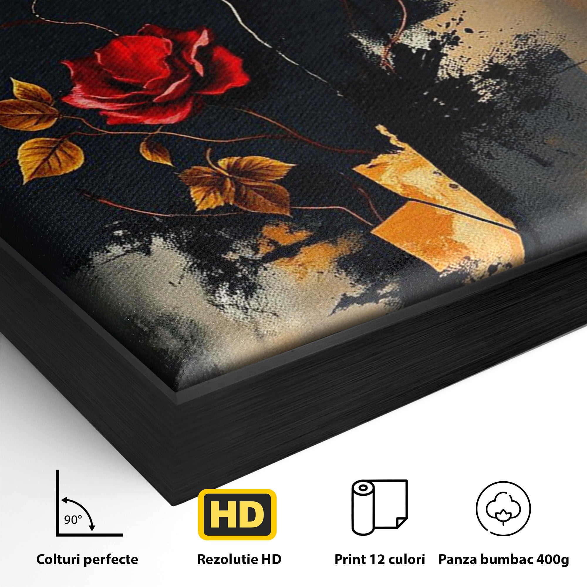 Tablou Canvas Premium LuxCanva® PI1180, Trandafirul Contrastului, Spini, Abstract, Modern, Living, Arta, Culori Vibrante