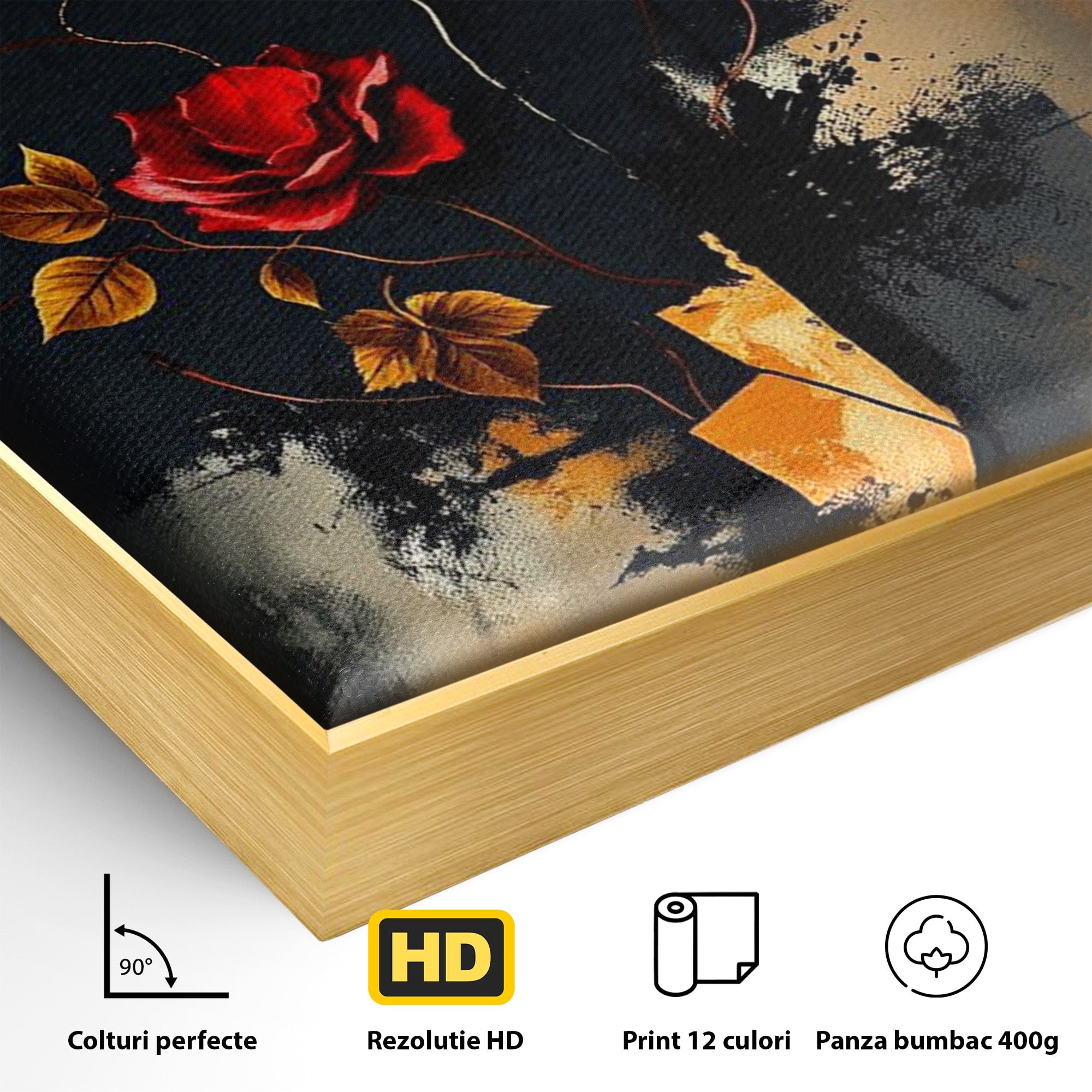 Tablou Canvas Premium LuxCanva® PI1180, Trandafirul Contrastului, Spini, Abstract, Modern, Living, Arta, Culori Vibrante