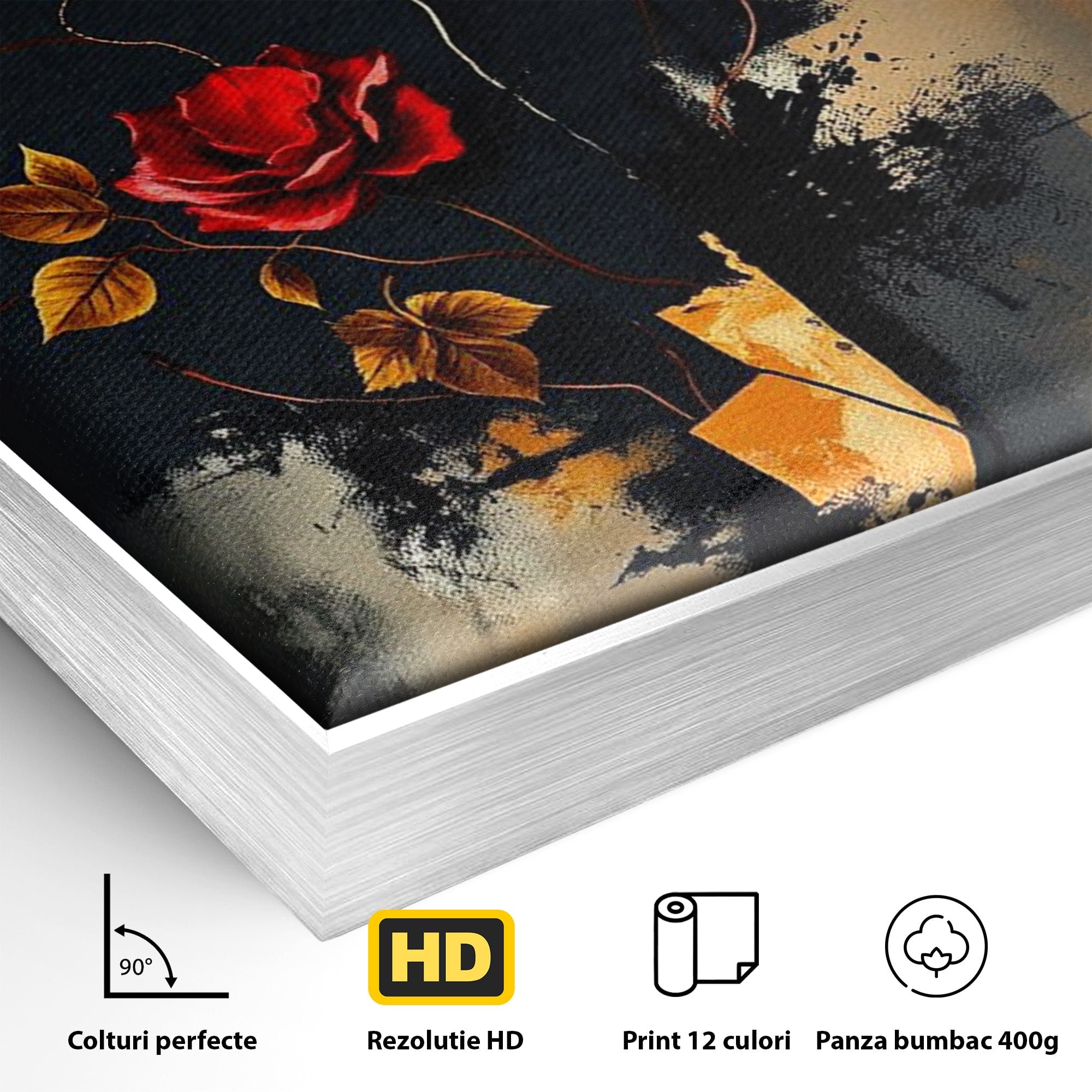 Tablou Canvas Premium LuxCanva® PI1180, Trandafirul Contrastului, Spini, Abstract, Modern, Living, Arta, Culori Vibrante