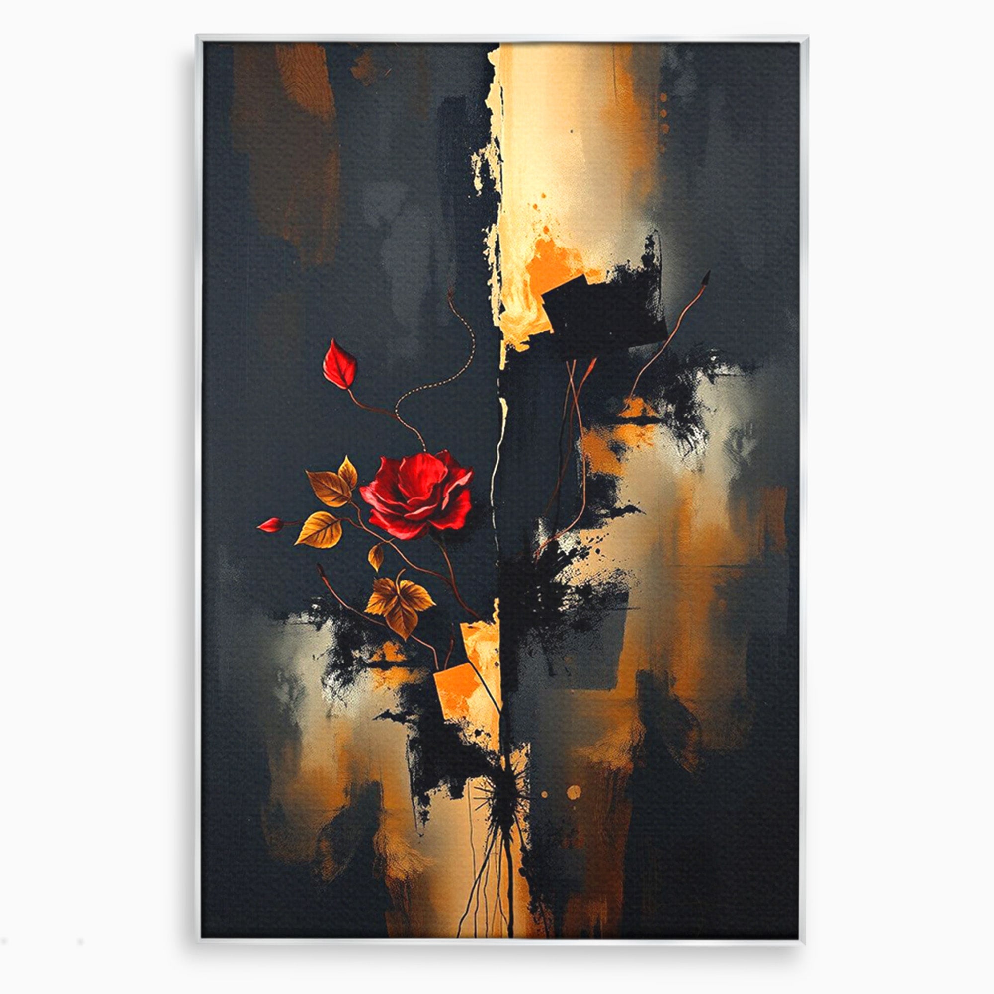 Tablou Canvas Premium LuxCanva® PI1180, Trandafirul Contrastului, Spini, Abstract, Modern, Living, Arta, Culori Vibrante