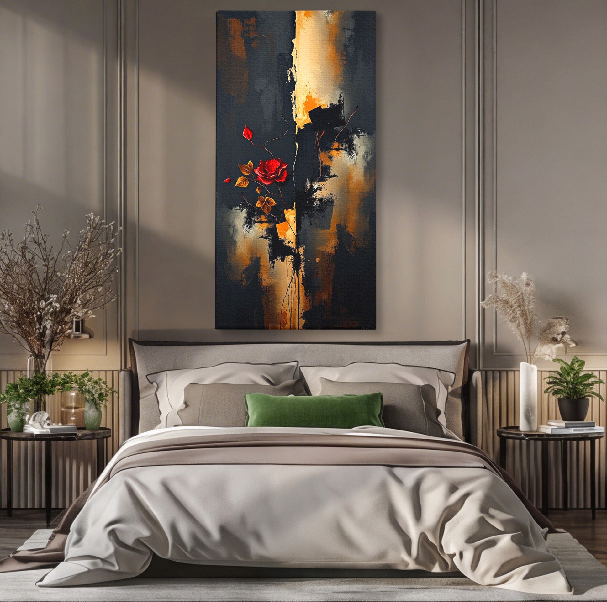 Tablou Canvas Premium LuxCanva® PI1180, Trandafirul Contrastului, Spini, Abstract, Modern, Living, Arta, Culori Vibrante