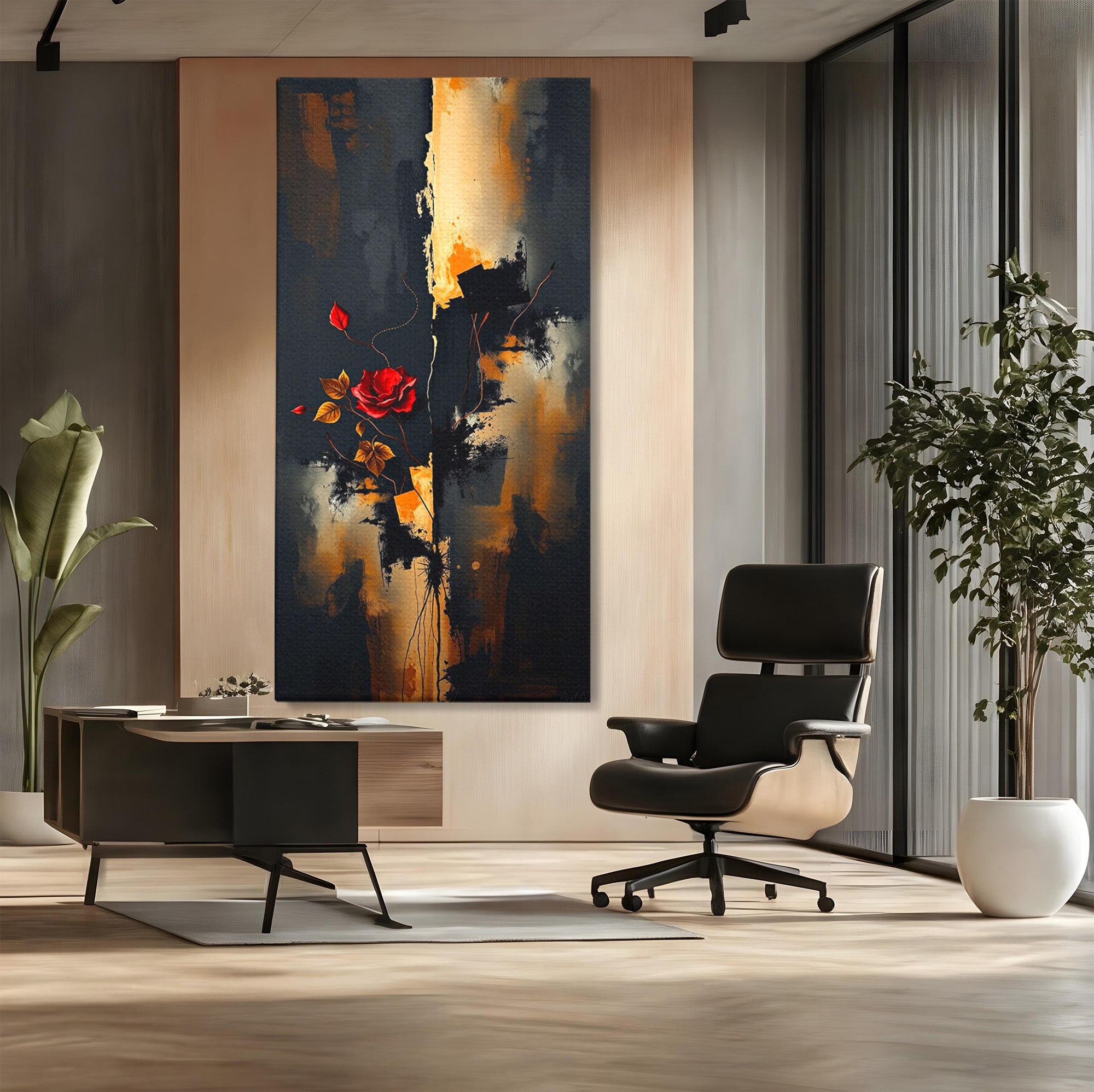 Tablou Canvas Premium LuxCanva® PI1180, Trandafirul Contrastului, Spini, Abstract, Modern, Living, Arta, Culori Vibrante