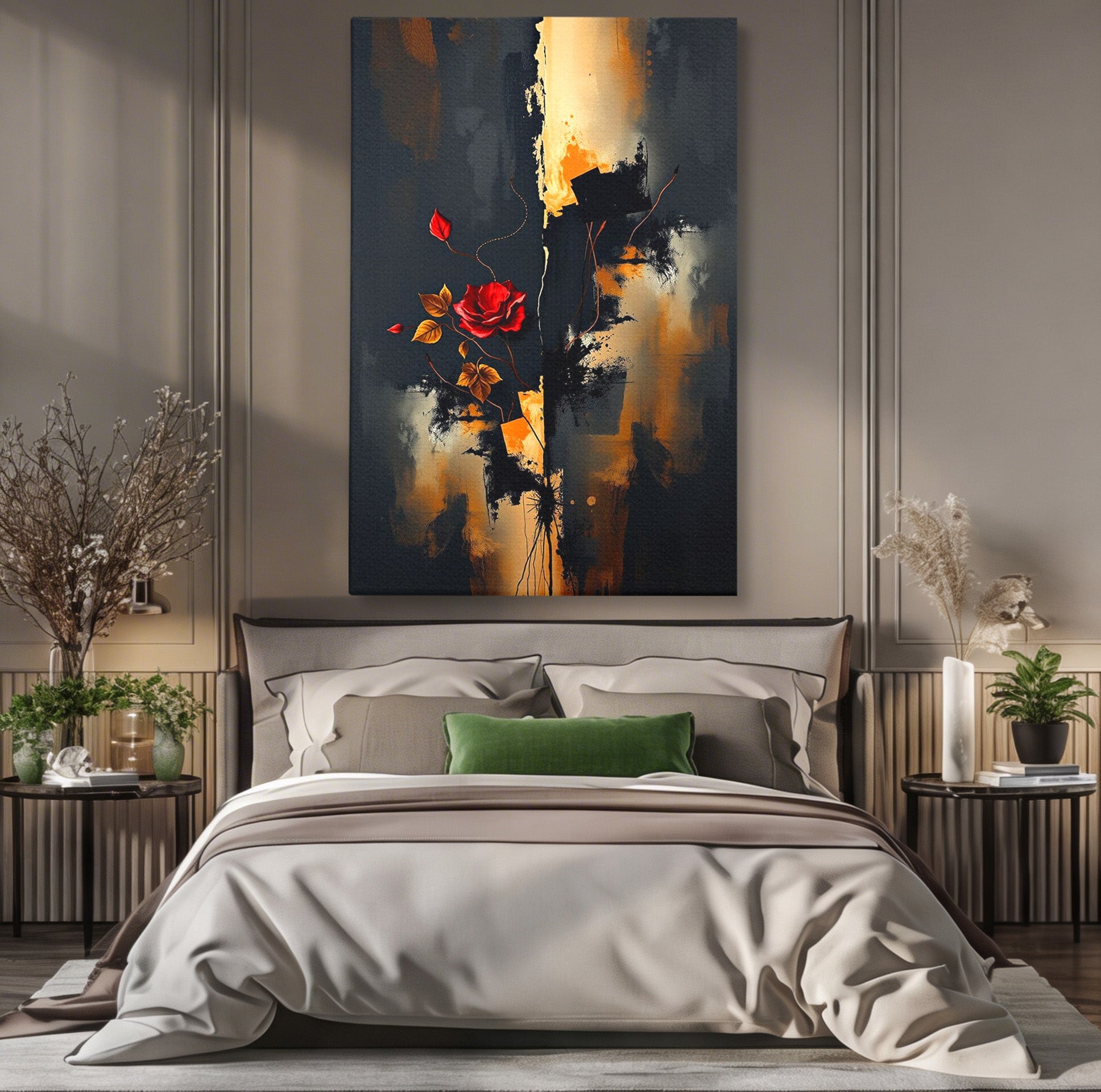 Tablou Canvas Premium LuxCanva® PI1180, Trandafirul Contrastului, Spini, Abstract, Modern, Living, Arta, Culori Vibrante