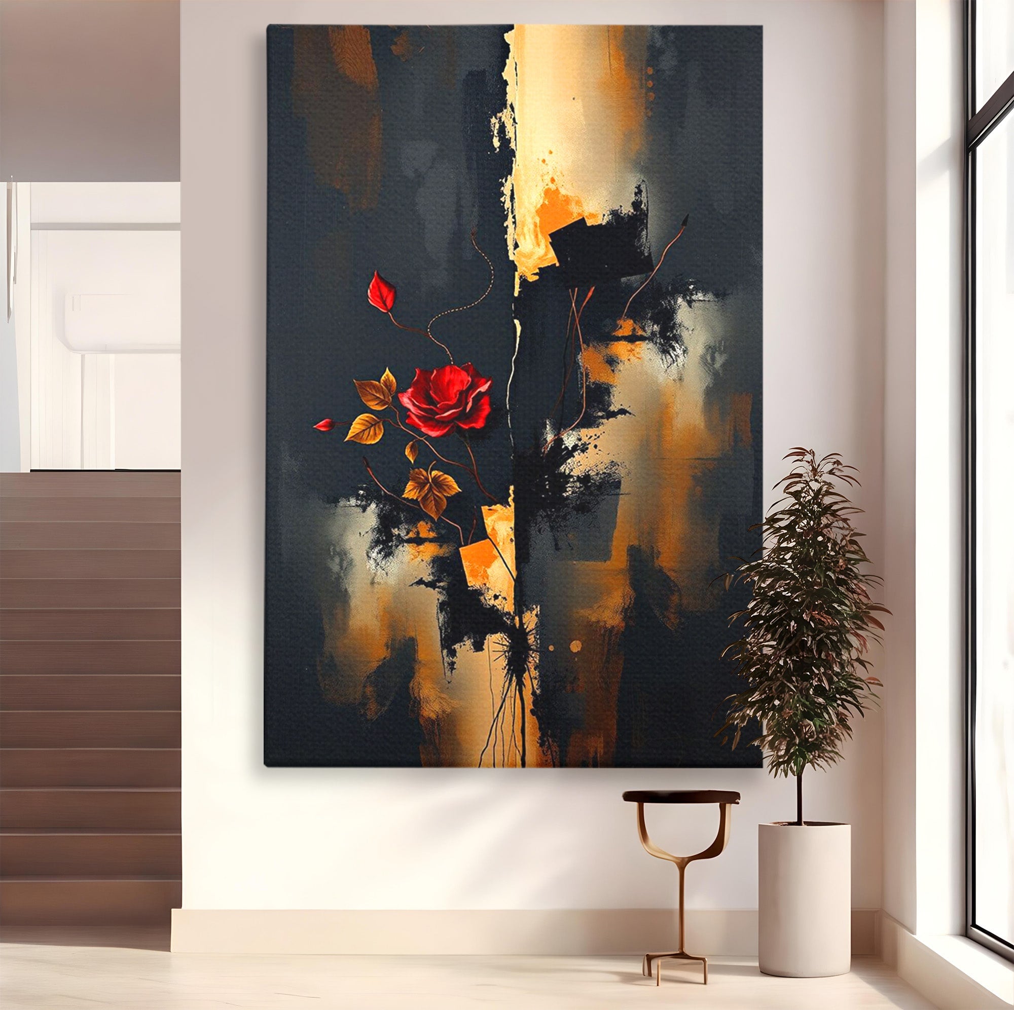 Tablou Canvas Premium LuxCanva® PI1180, Trandafirul Contrastului, Spini, Abstract, Modern, Living, Arta, Culori Vibrante