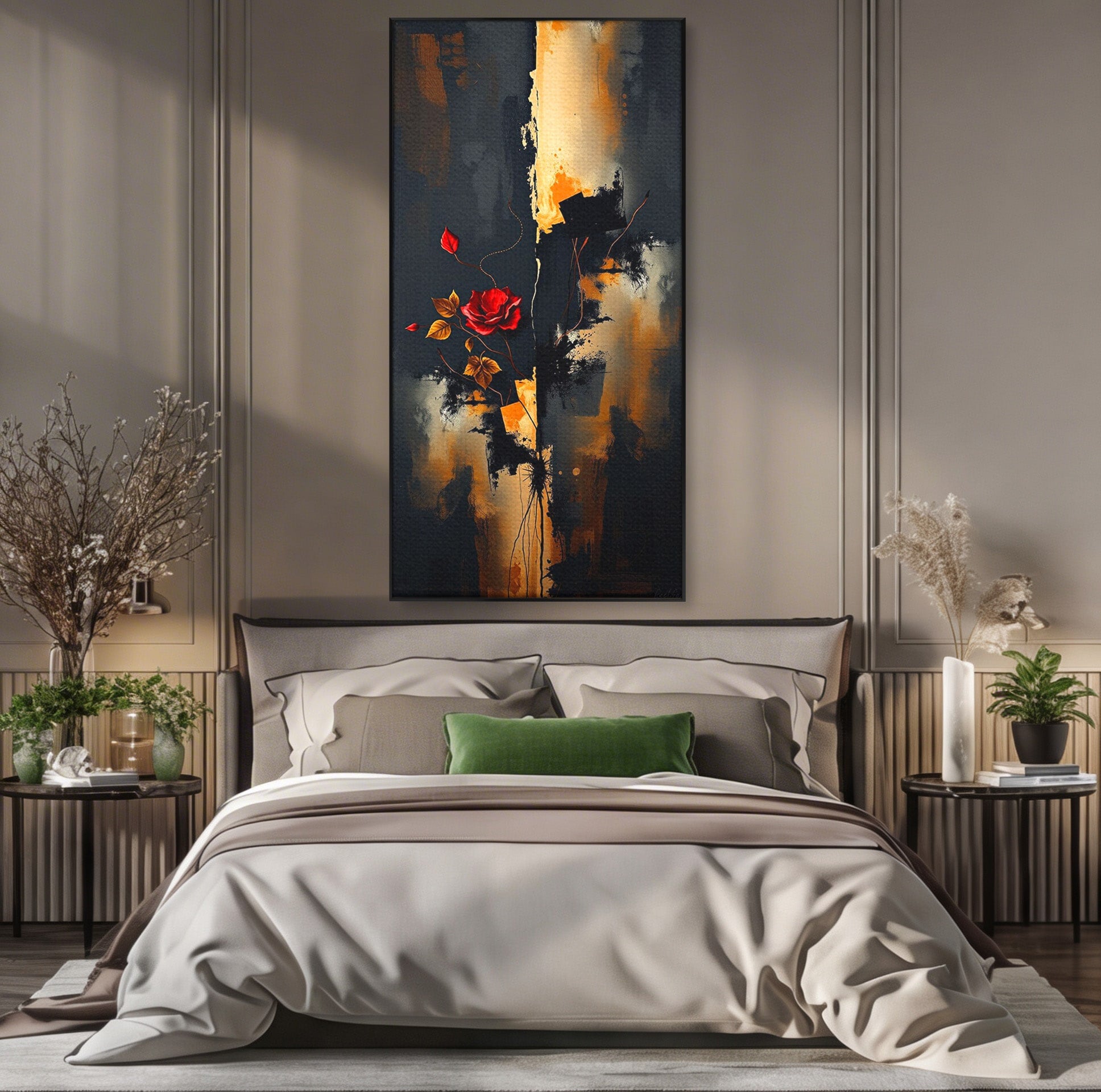 Tablou Canvas Premium LuxCanva® PI1180, Trandafirul Contrastului, Spini, Abstract, Modern, Living, Arta, Culori Vibrante