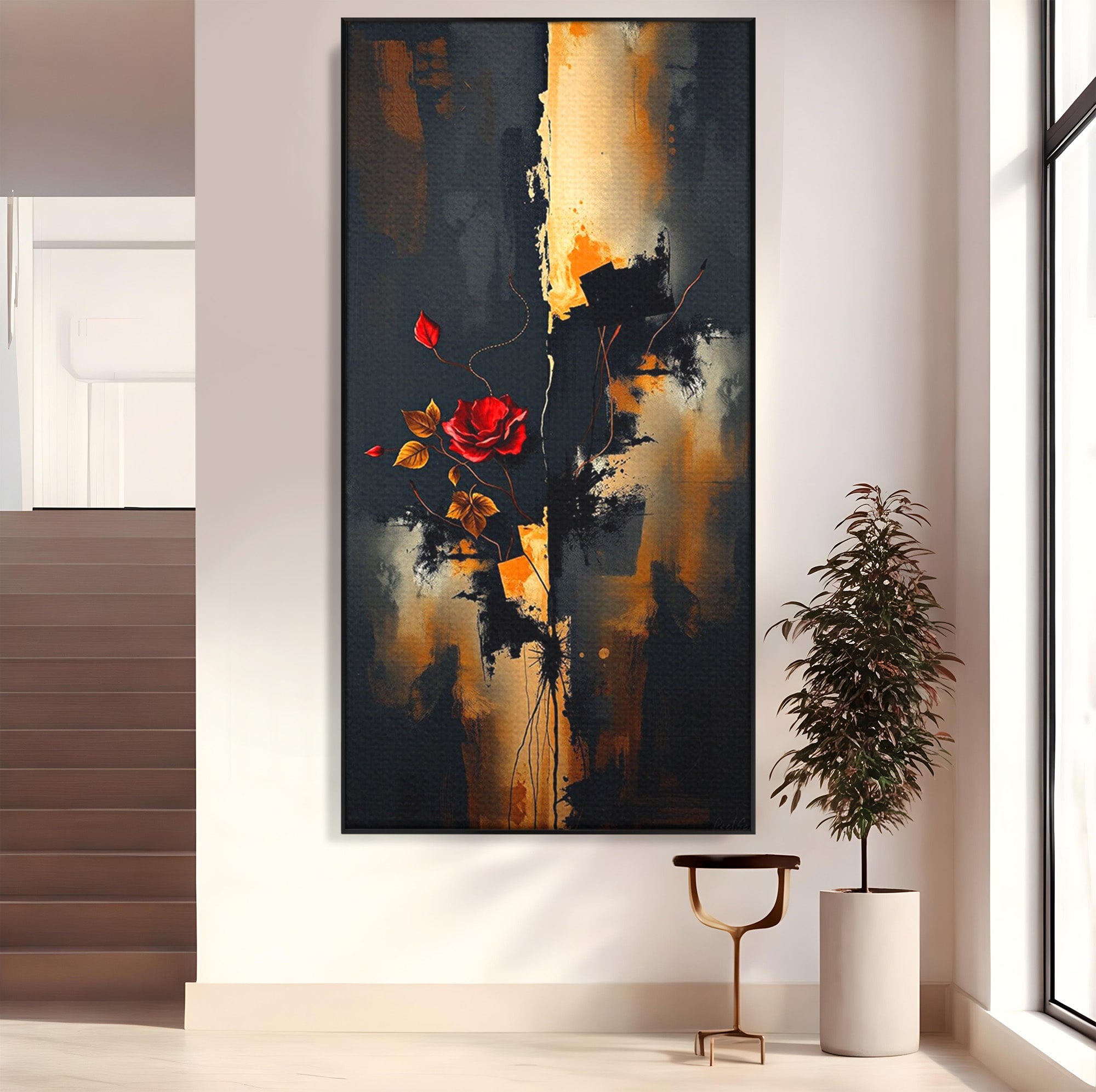 Tablou Canvas Premium LuxCanva® PI1180, Trandafirul Contrastului, Spini, Abstract, Modern, Living, Arta, Culori Vibrante