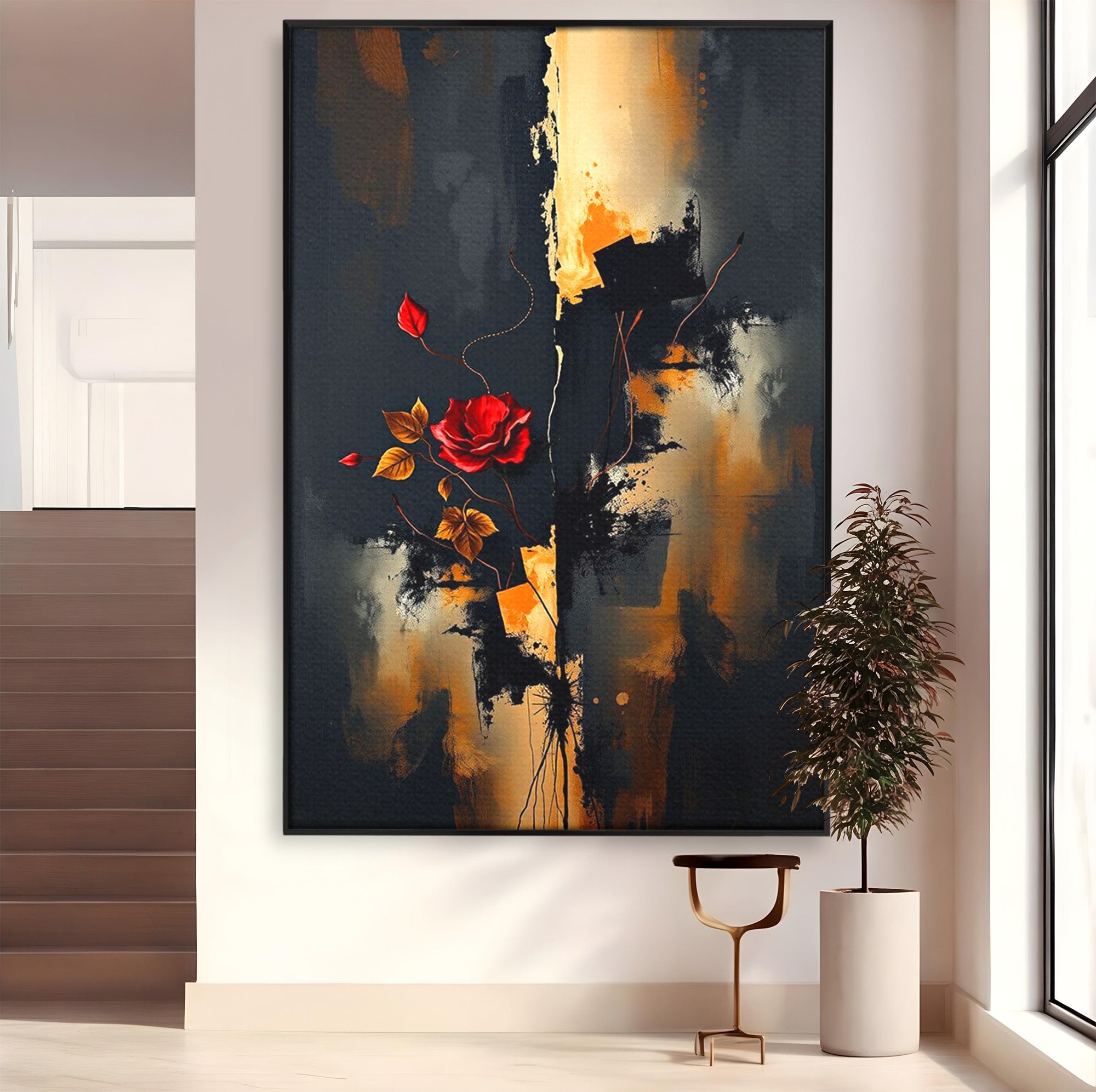 Tablou Canvas Premium LuxCanva® PI1180, Trandafirul Contrastului, Spini, Abstract, Modern, Living, Arta, Culori Vibrante