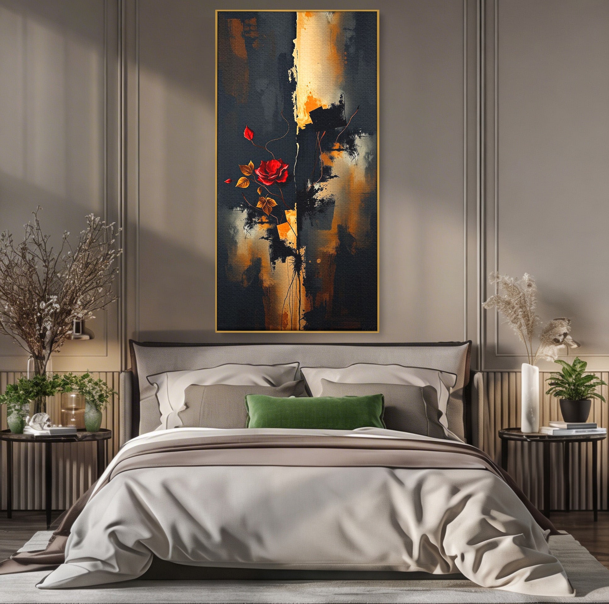 Tablou Canvas Premium LuxCanva® PI1180, Trandafirul Contrastului, Spini, Abstract, Modern, Living, Arta, Culori Vibrante