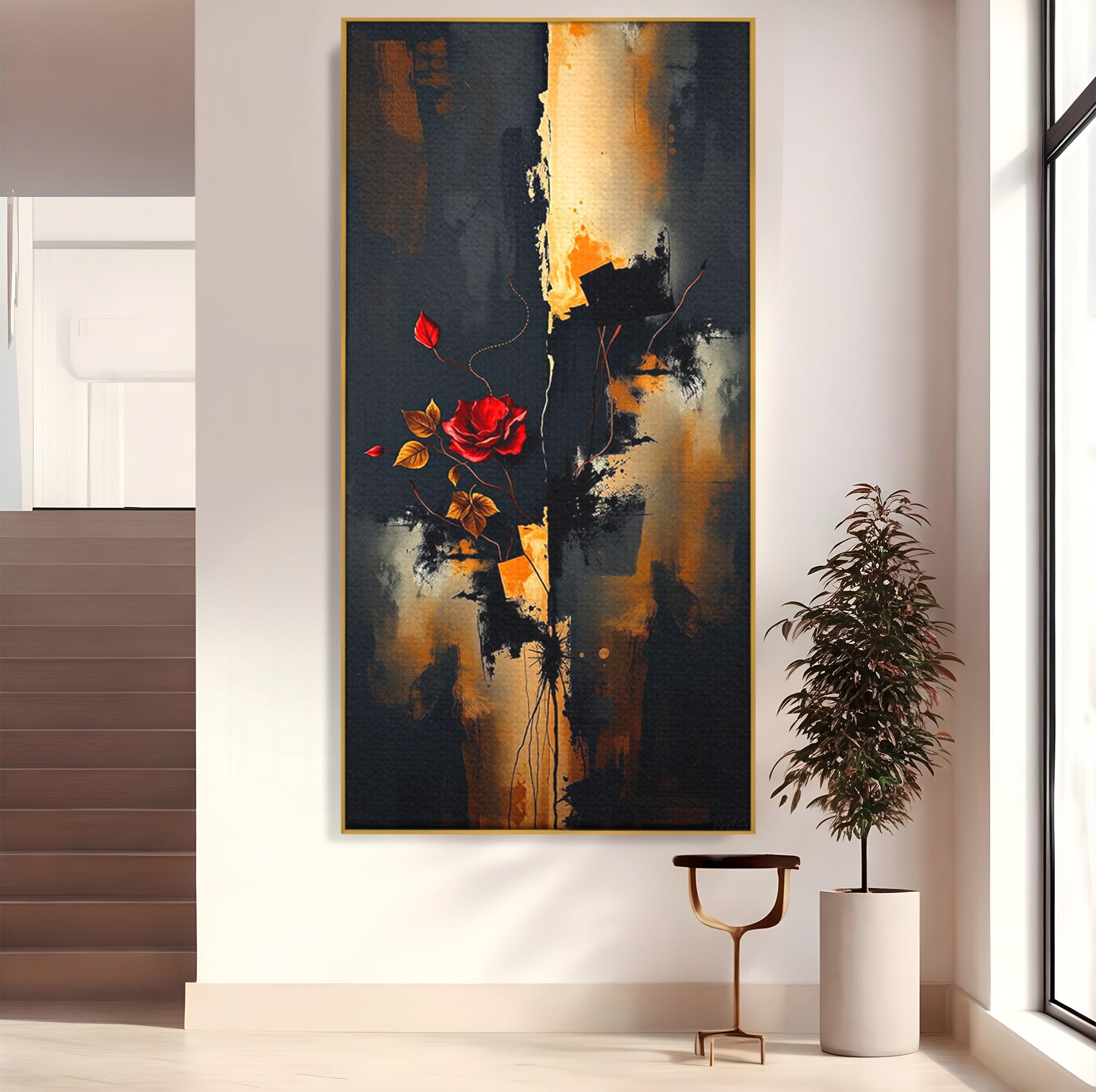 Tablou Canvas Premium LuxCanva® PI1180, Trandafirul Contrastului, Spini, Abstract, Modern, Living, Arta, Culori Vibrante