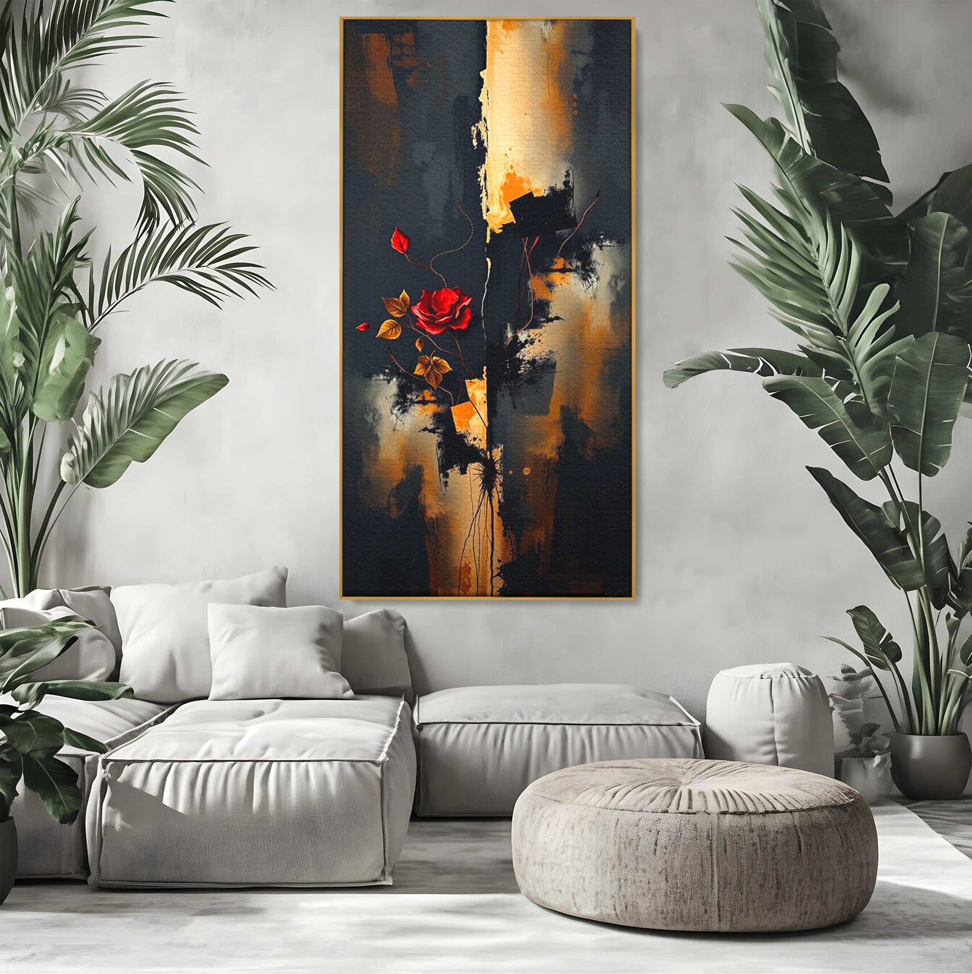 Tablou Canvas Premium LuxCanva® PI1180, Trandafirul Contrastului, Spini, Abstract, Modern, Living, Arta, Culori Vibrante