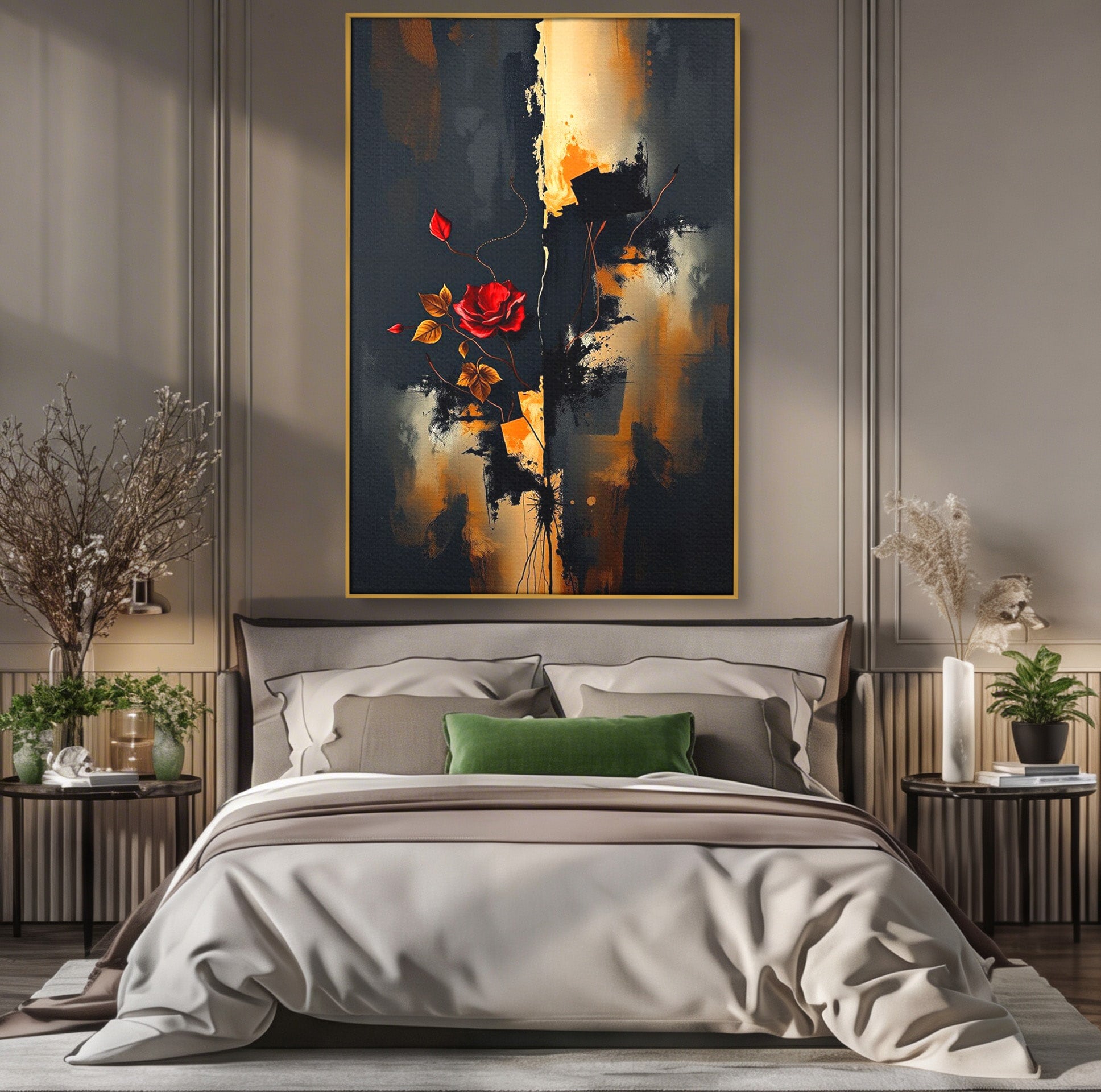 Tablou Canvas Premium LuxCanva® PI1180, Trandafirul Contrastului, Spini, Abstract, Modern, Living, Arta, Culori Vibrante