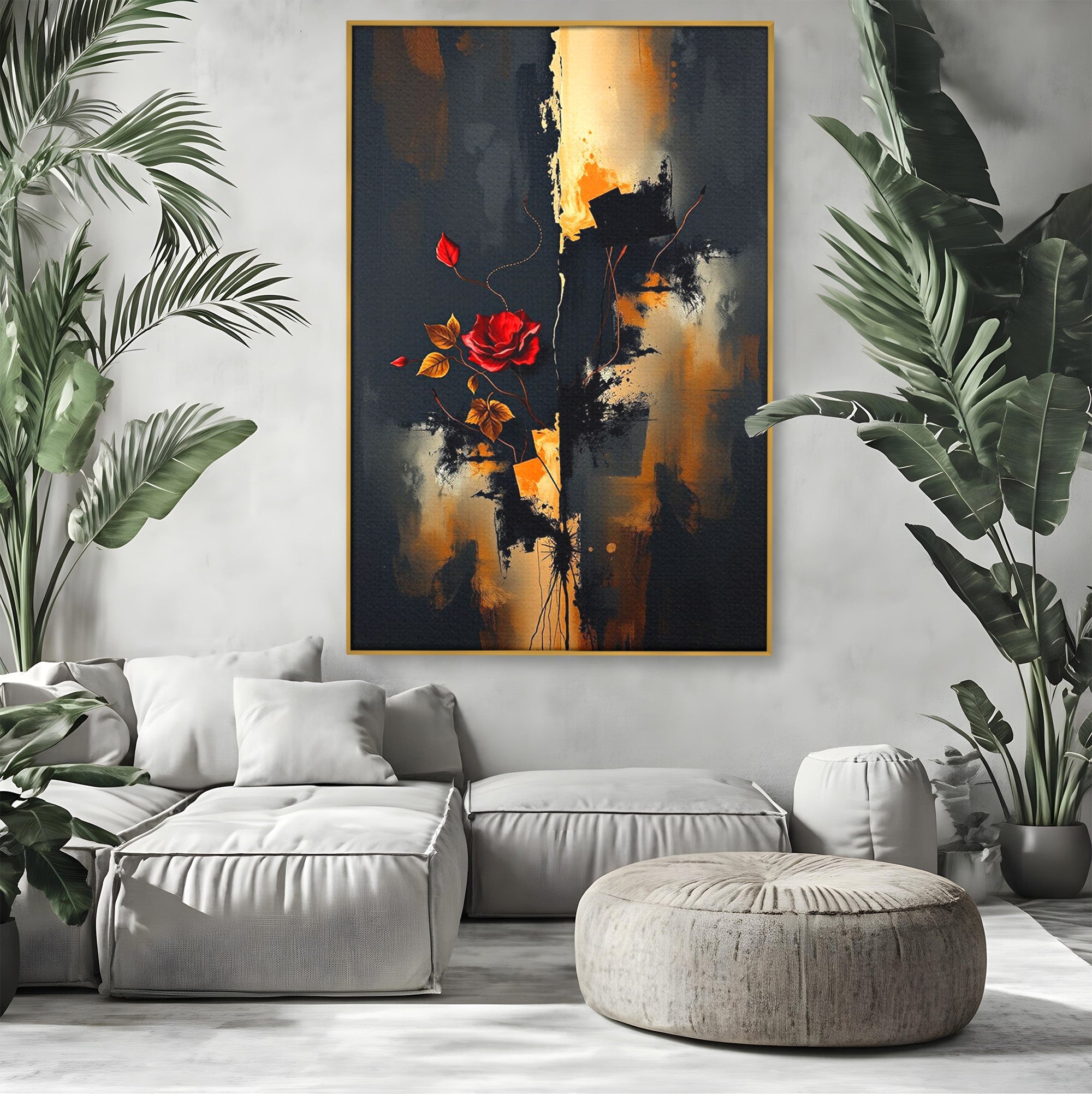 Tablou Canvas Premium LuxCanva® PI1180, Trandafirul Contrastului, Spini, Abstract, Modern, Living, Arta, Culori Vibrante