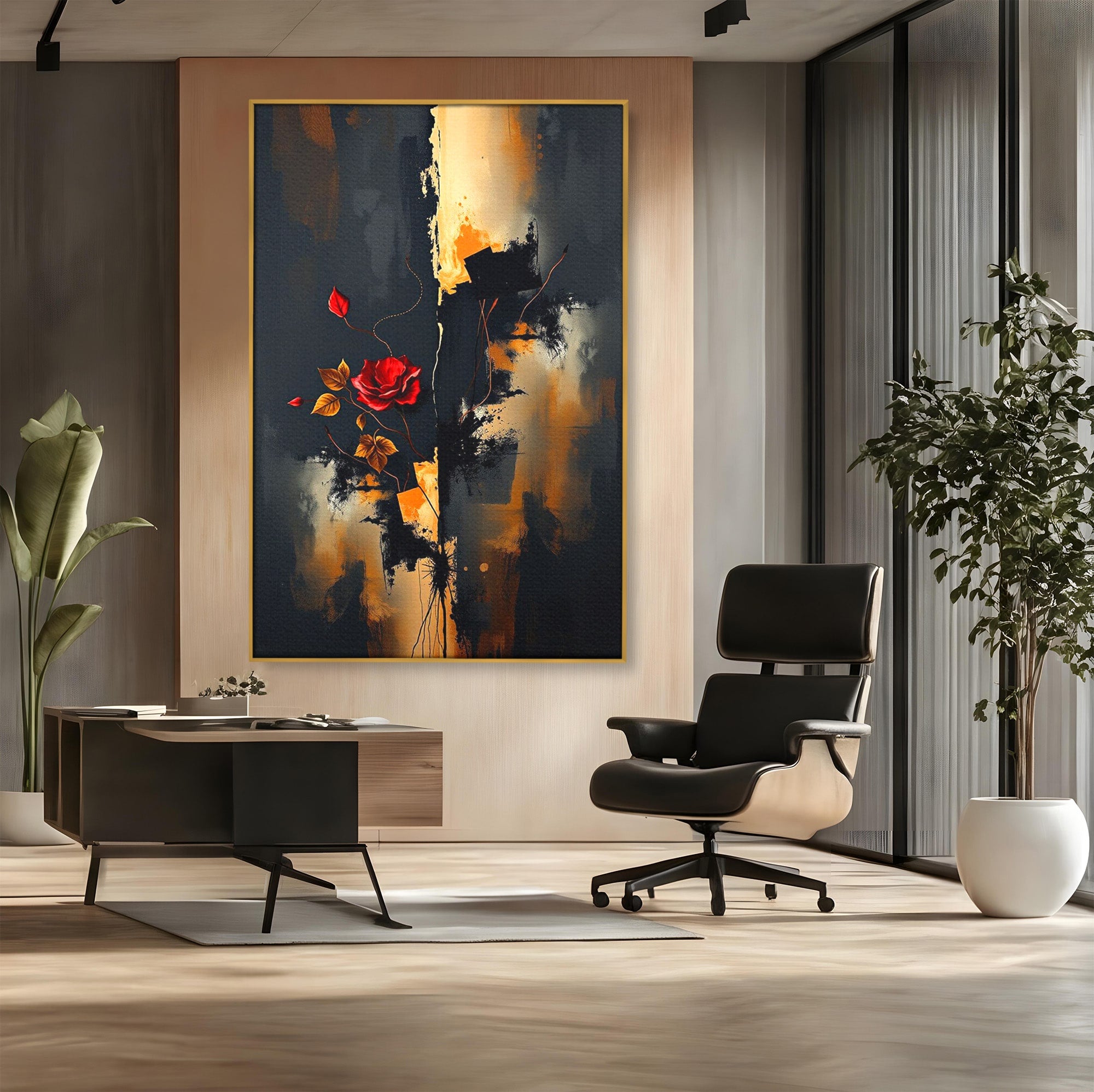 Tablou Canvas Premium LuxCanva® PI1180, Trandafirul Contrastului, Spini, Abstract, Modern, Living, Arta, Culori Vibrante