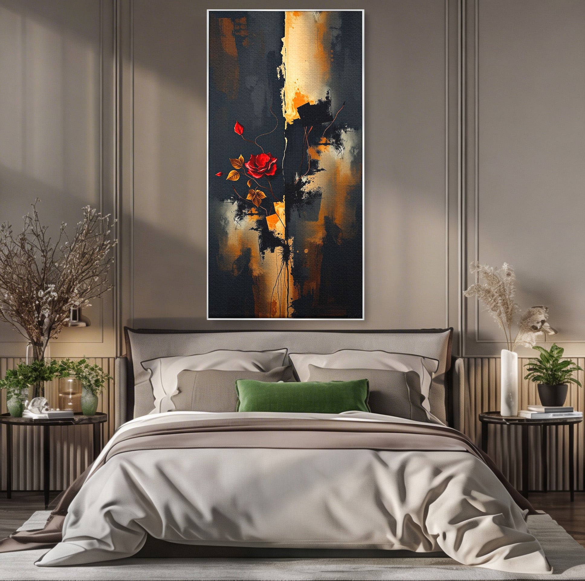 Tablou Canvas Premium LuxCanva® PI1180, Trandafirul Contrastului, Spini, Abstract, Modern, Living, Arta, Culori Vibrante