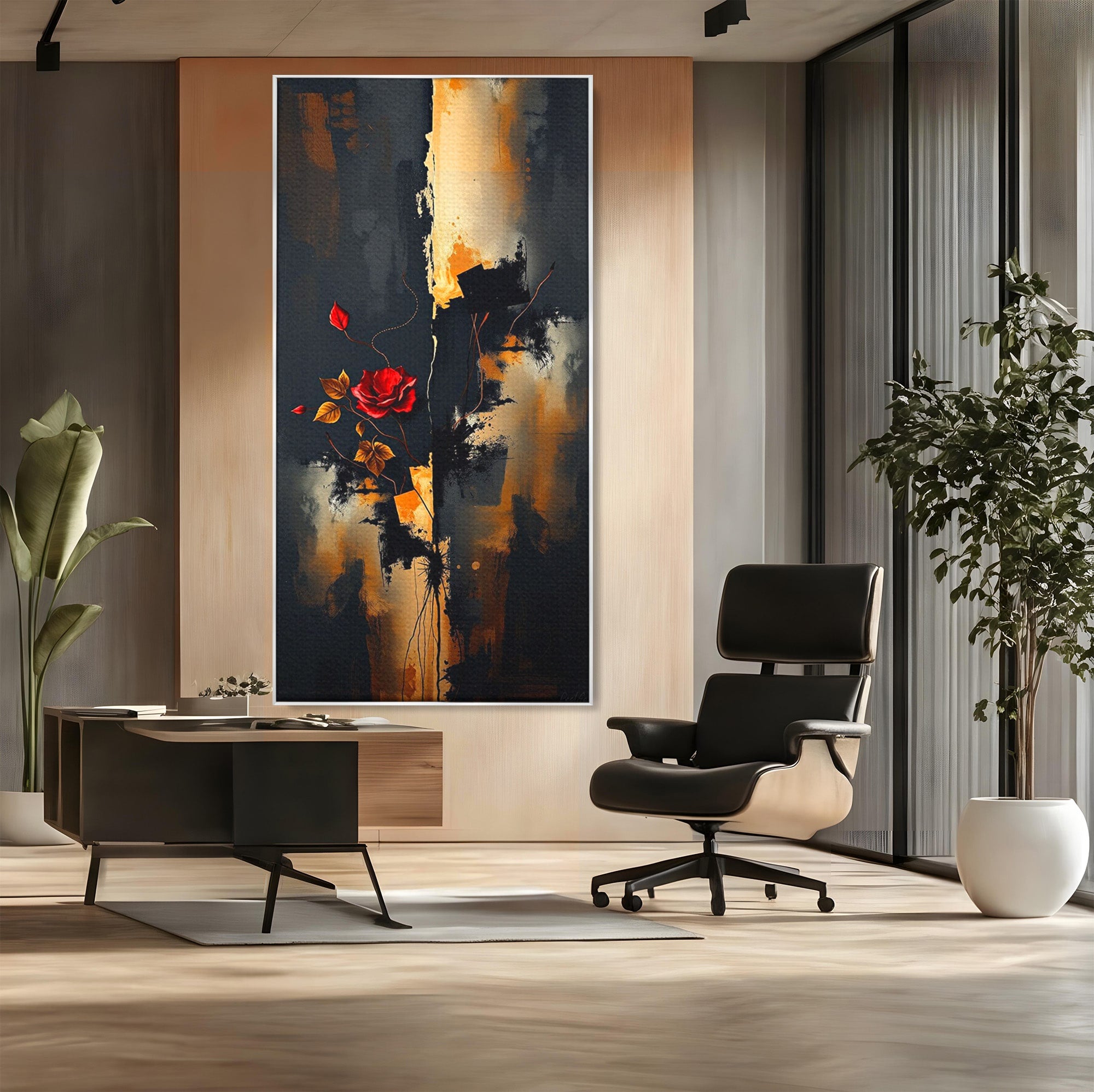 Tablou Canvas Premium LuxCanva® PI1180, Trandafirul Contrastului, Spini, Abstract, Modern, Living, Arta, Culori Vibrante