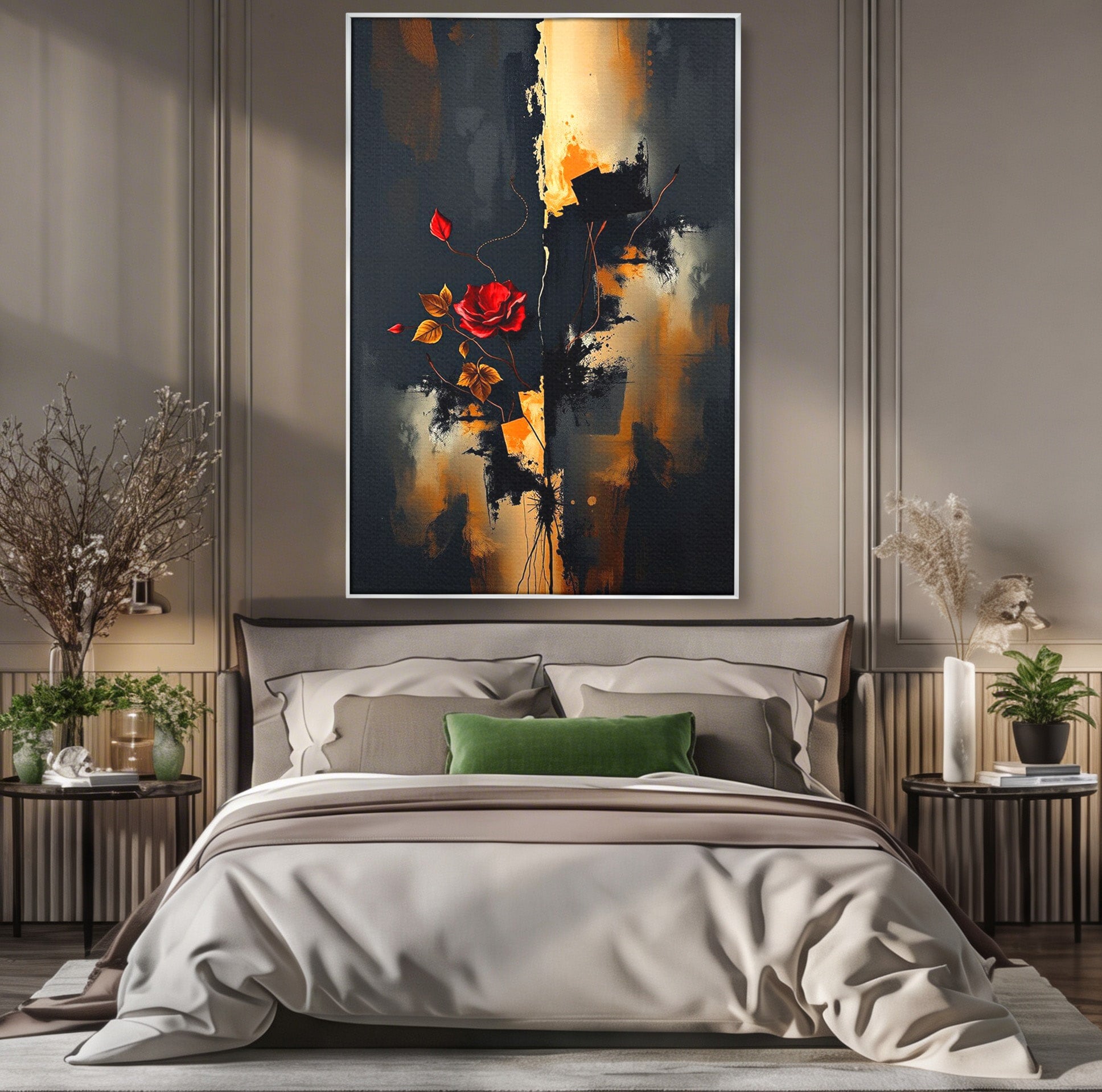 Tablou Canvas Premium LuxCanva® PI1180, Trandafirul Contrastului, Spini, Abstract, Modern, Living, Arta, Culori Vibrante