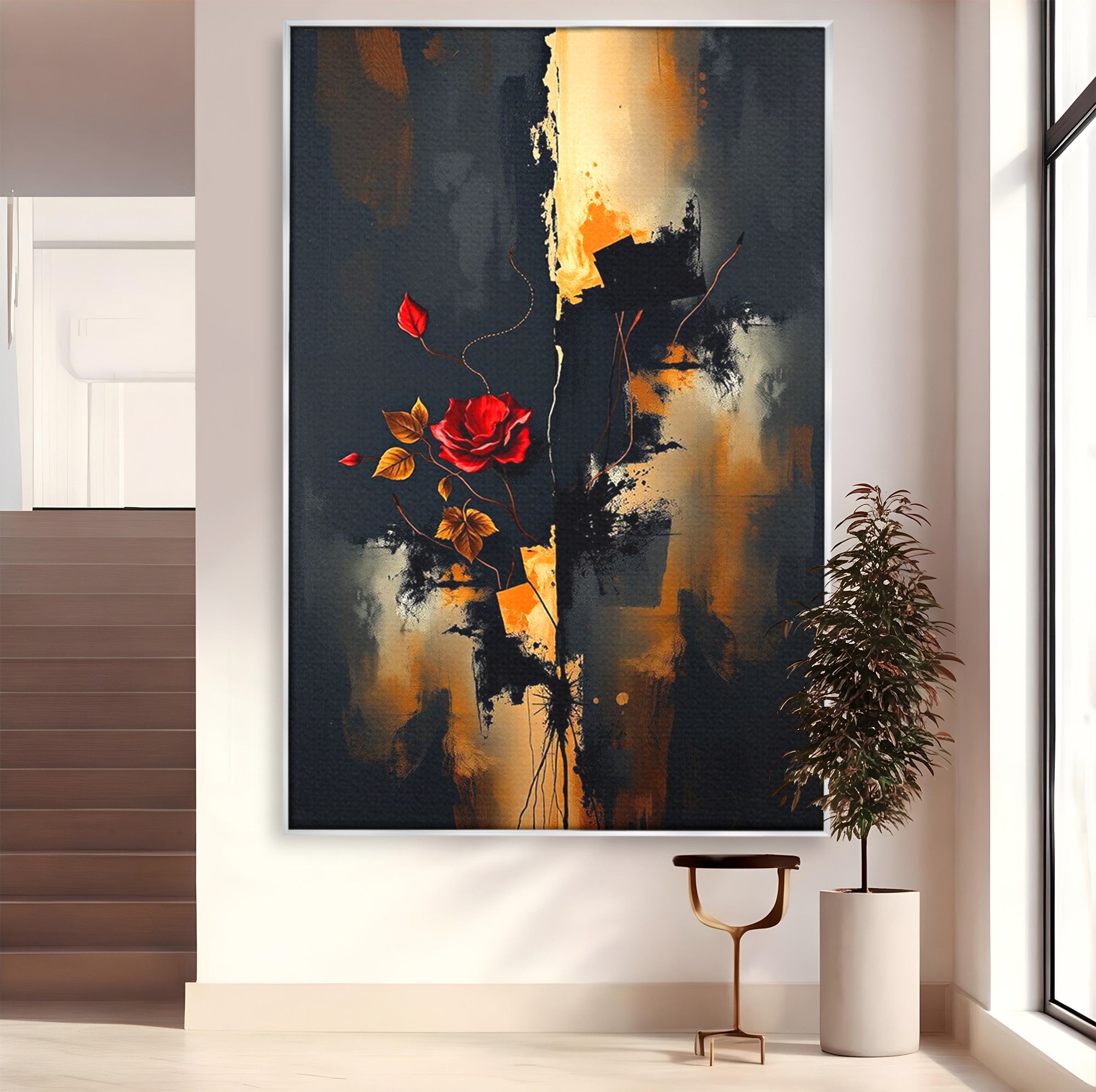 Tablou Canvas Premium LuxCanva® PI1180, Trandafirul Contrastului, Spini, Abstract, Modern, Living, Arta, Culori Vibrante