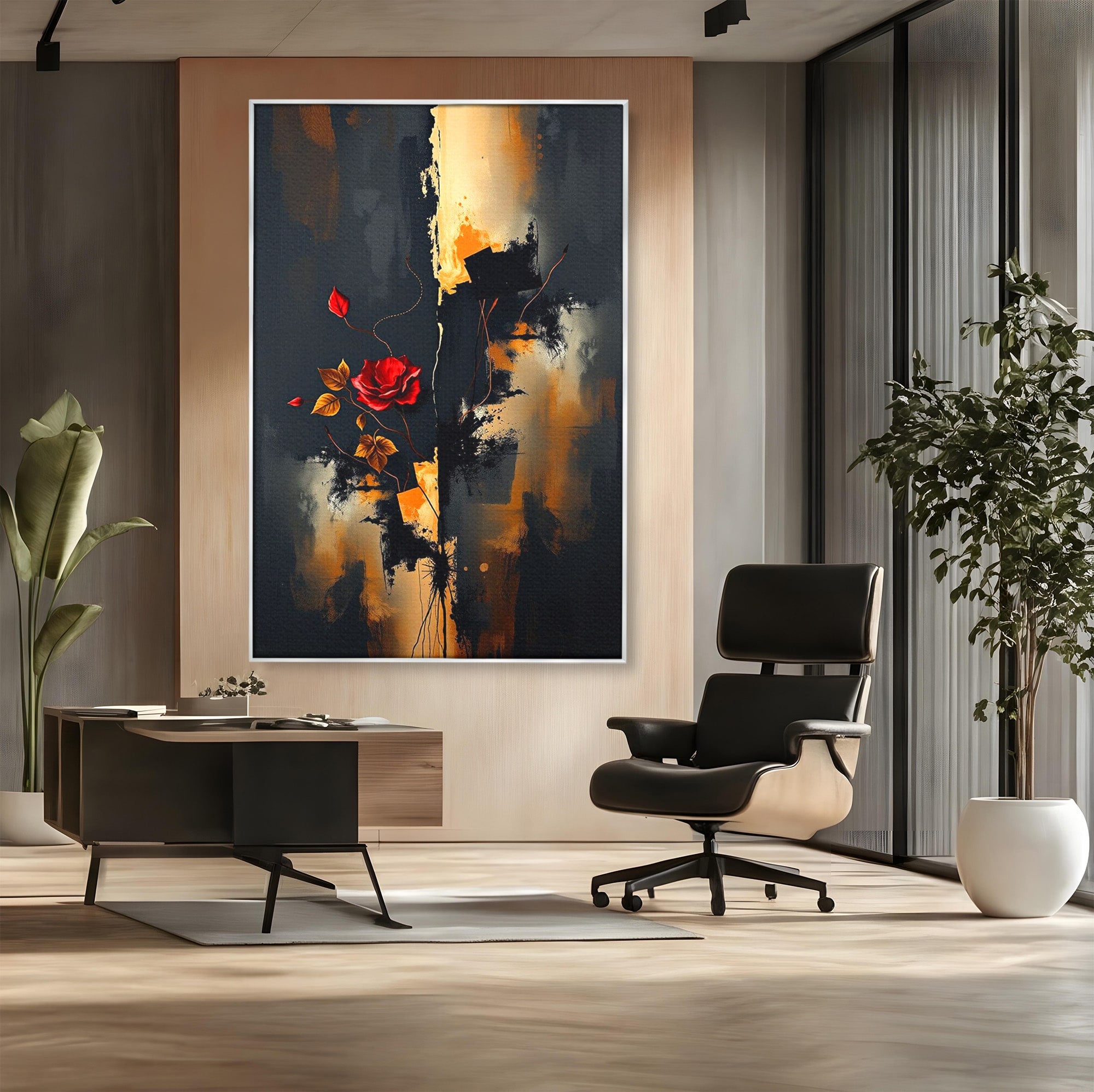 Tablou Canvas Premium LuxCanva® PI1180, Trandafirul Contrastului, Spini, Abstract, Modern, Living, Arta, Culori Vibrante