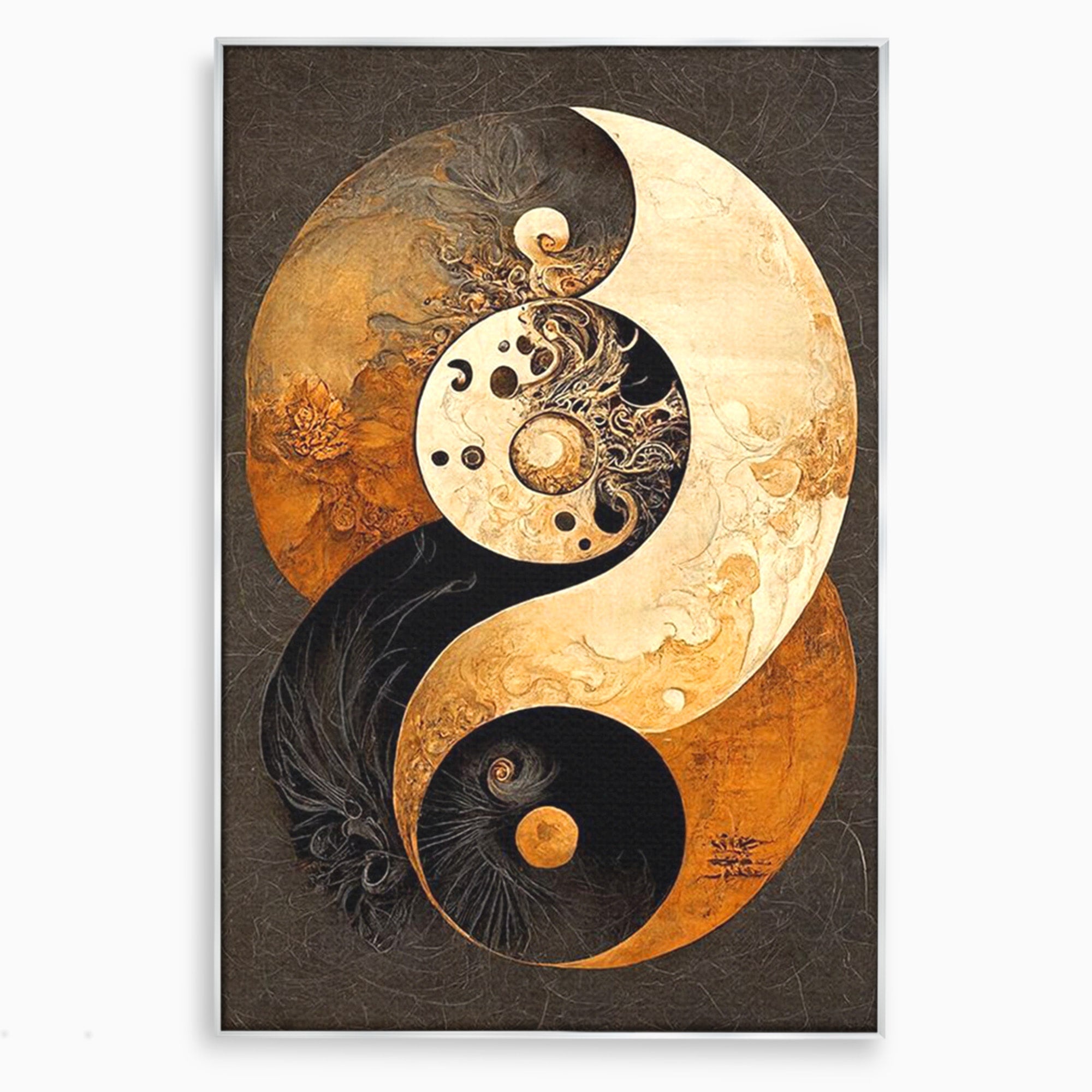 Tablou Canvas Premium LuxCanva® PI1181, Yin Si Yang, Abstract, Cercuri, Arta, Echilibru, Meditatie, Living, Birou, Culori Vibrante