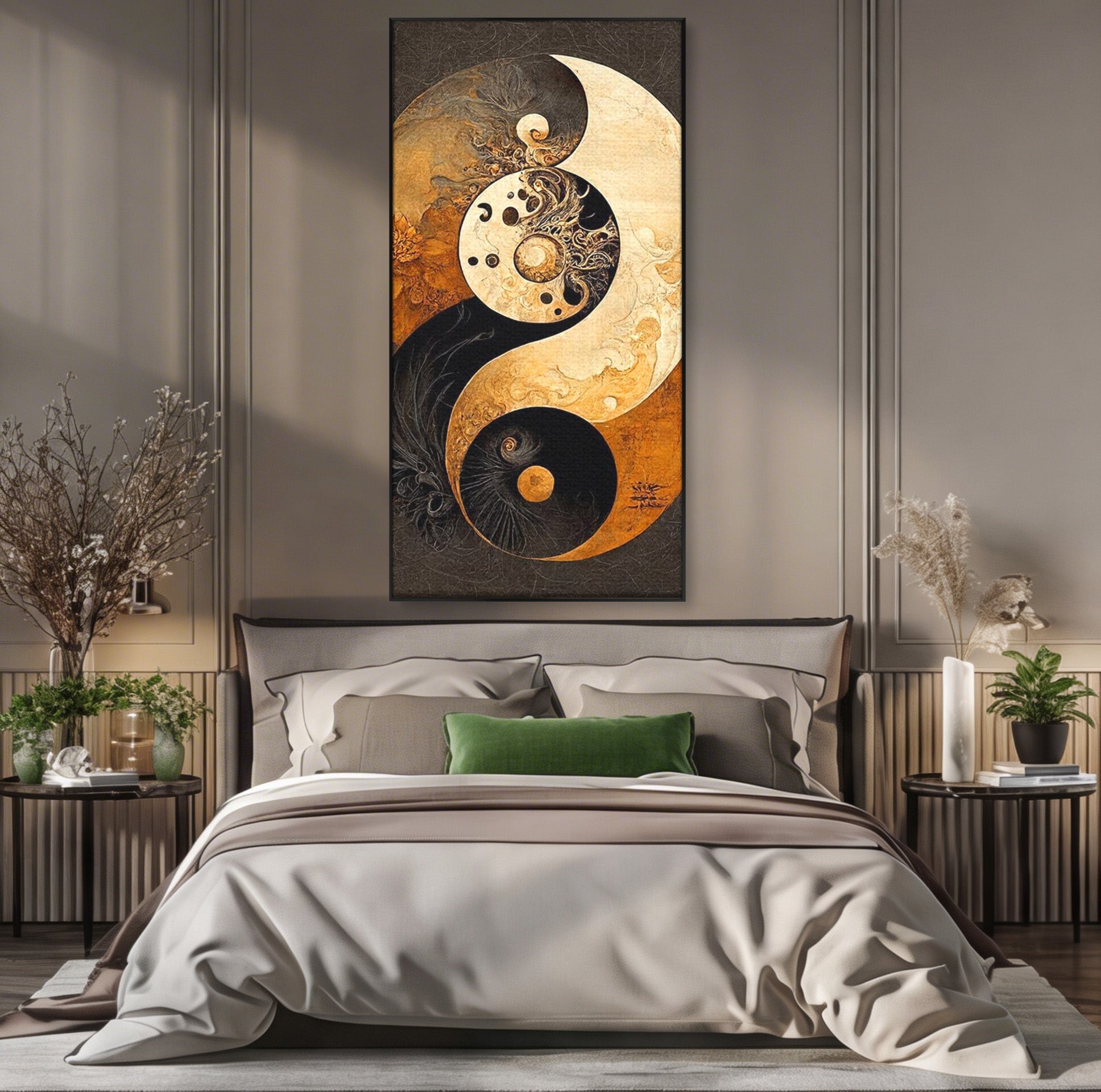 Tablou Canvas Premium LuxCanva® PI1181, Yin Si Yang, Abstract, Cercuri, Arta, Echilibru, Meditatie, Living, Birou, Culori Vibrante